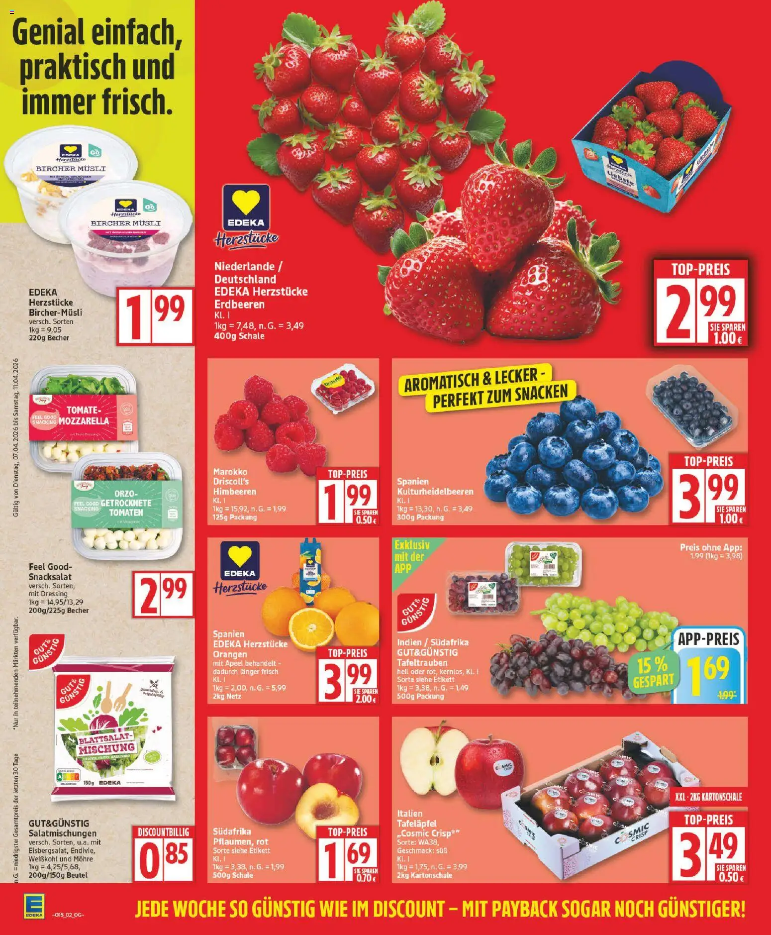 Edeka Prospekt 	 – gültig ab 07.04.2026 | Seite: 2 | Produkte: Musli, Himbeeren, Orangen, Tomaten
