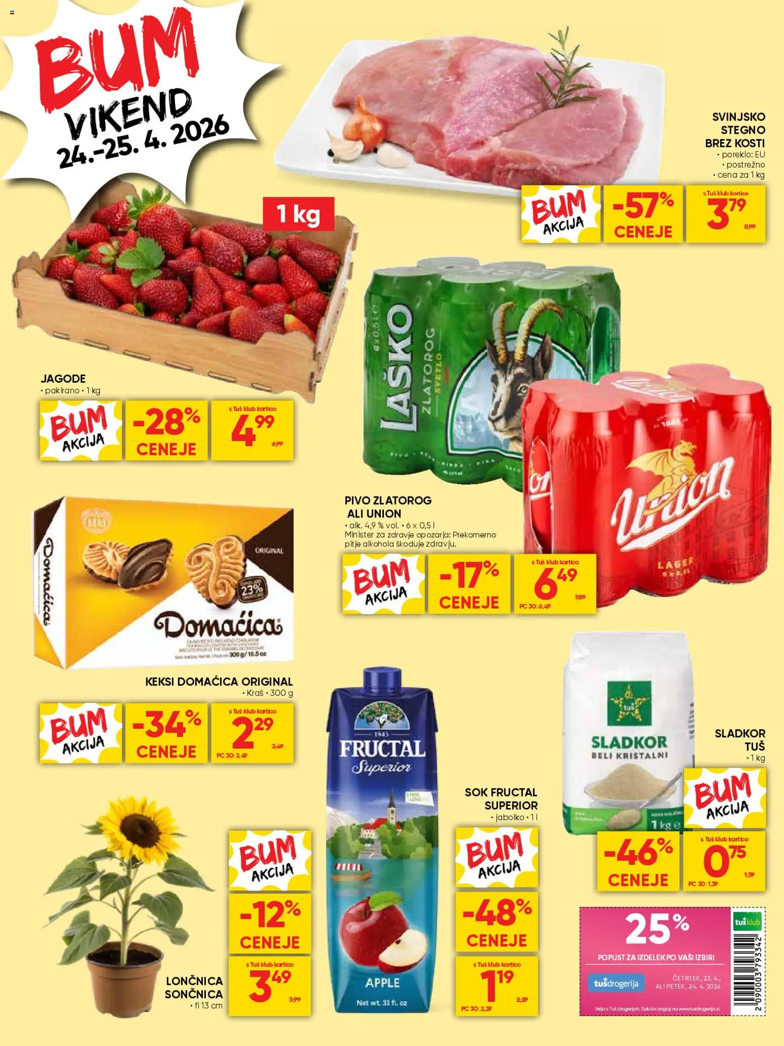 Novi Tuš katalog ponudbe – veljaven od 22.04.2026 | Stran: 20 | Izdelki: Keksi, Sok, Pivo, Sladkor