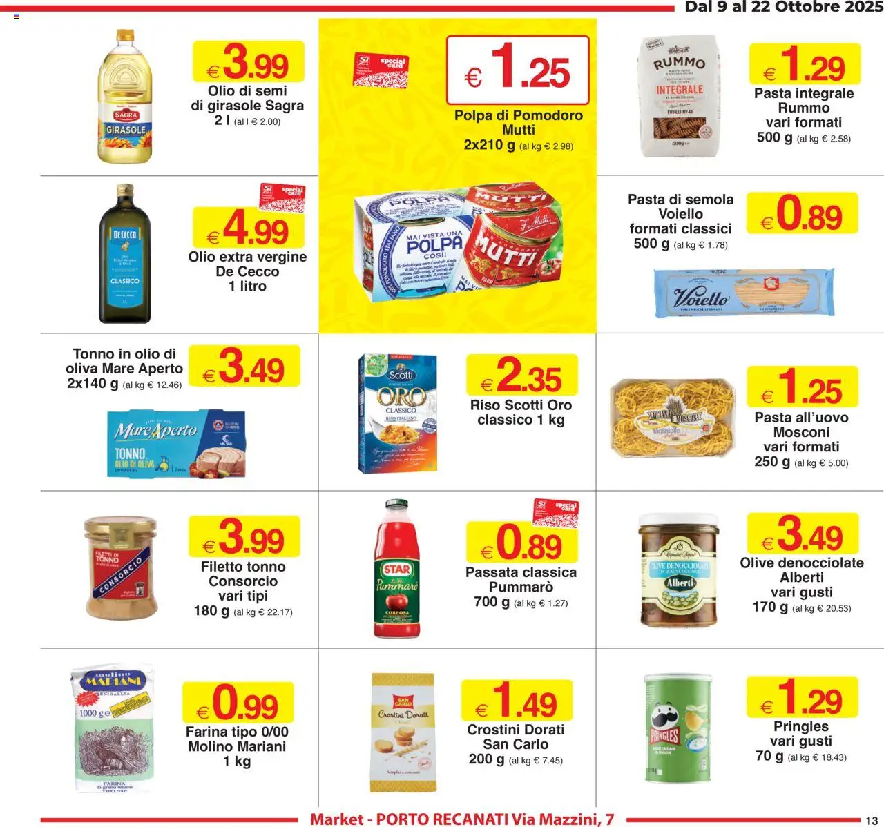 Volantino Sì con Te del 09.10.2025 | Pagina: 13 | Prodotti: Riso, Tagliatelle, Fusilli, Mutti