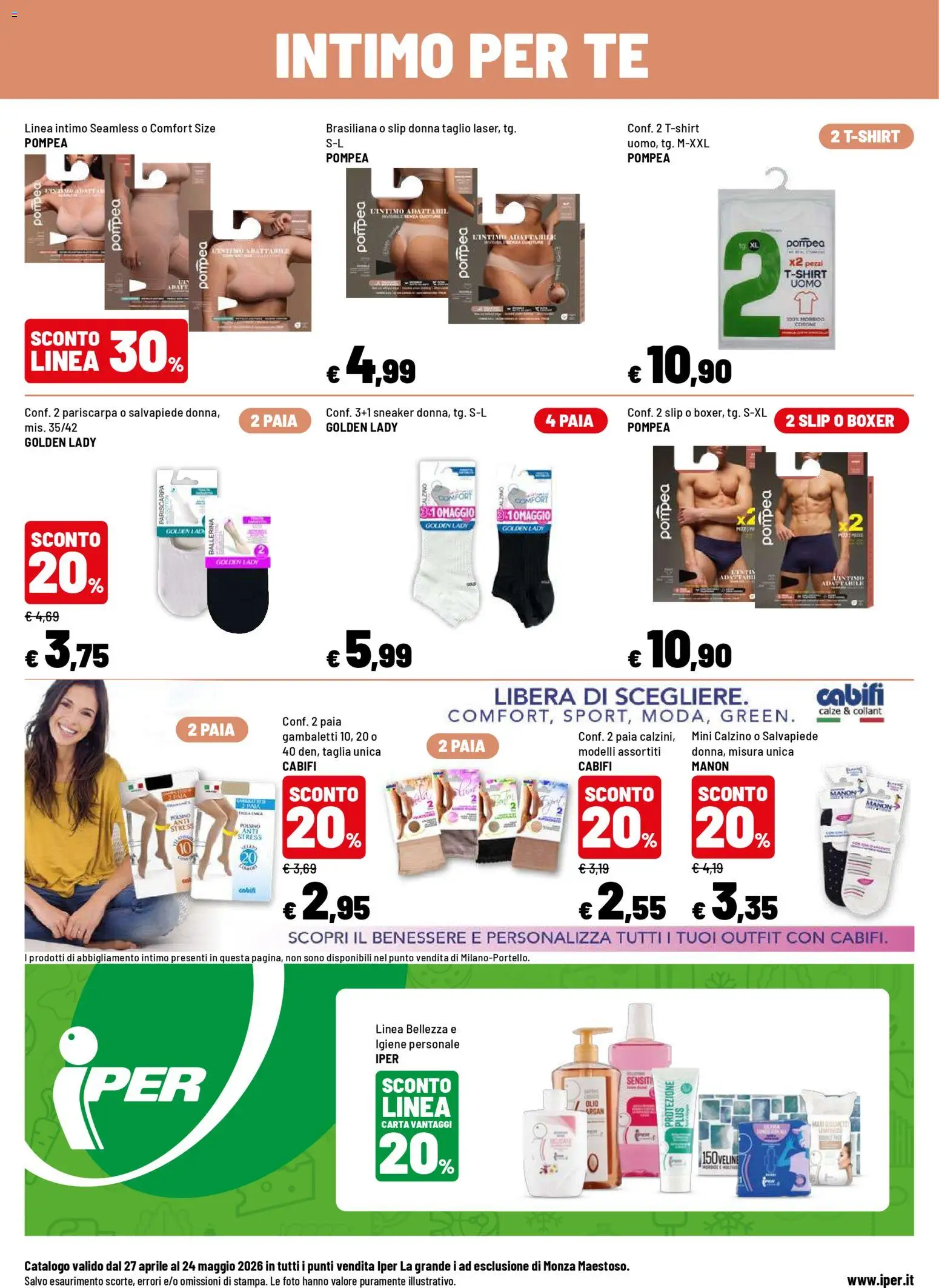 Volantino Iper del 27.04.2026 | Pagina: 20 | Prodotti: Tè, Intimo, Gambaletti, Collant