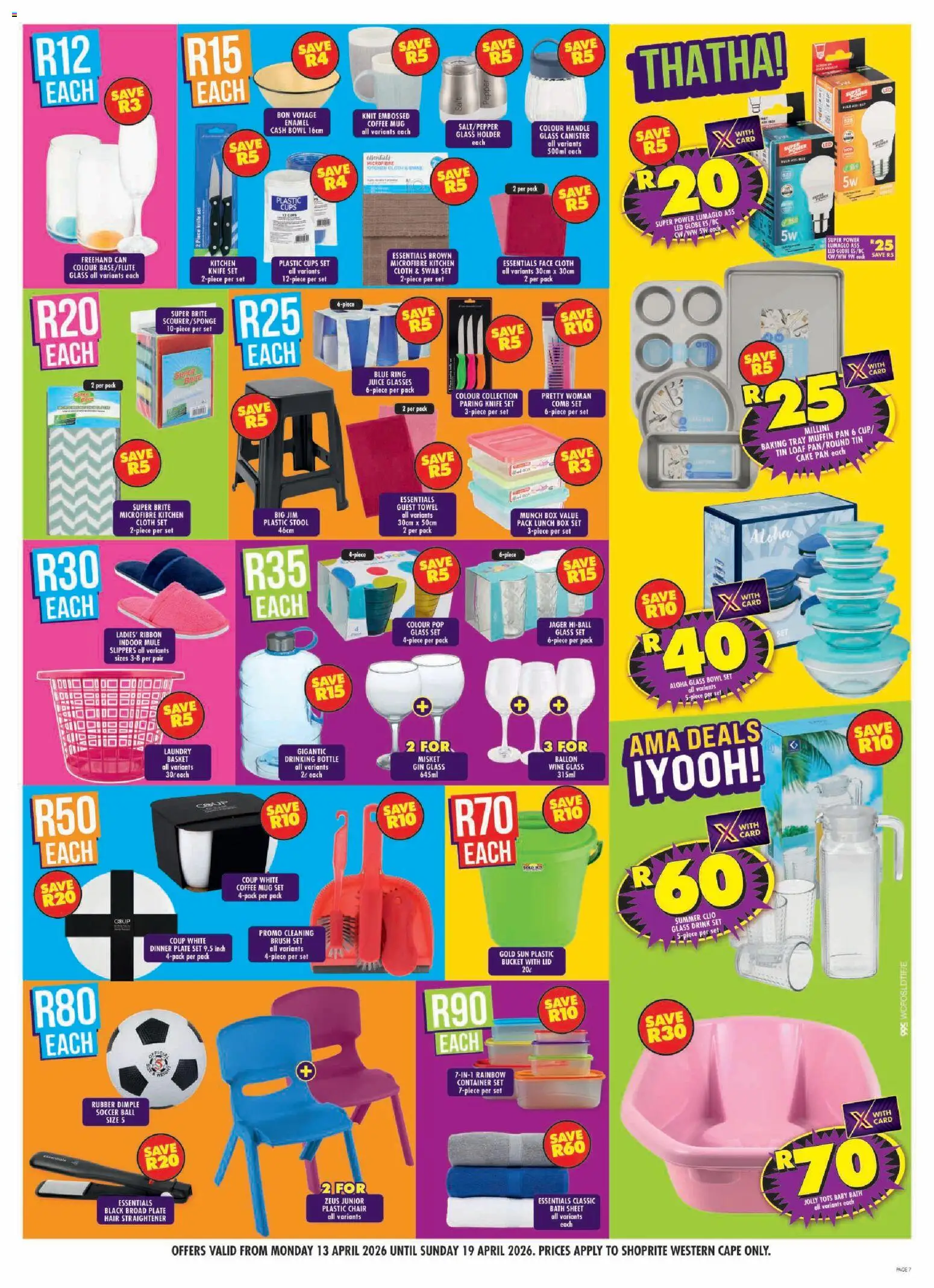 New Shoprite catalogue – valid from 13.04.2026 | Page: 7 | Products: Slippers, Knife set, Brush, Gin
