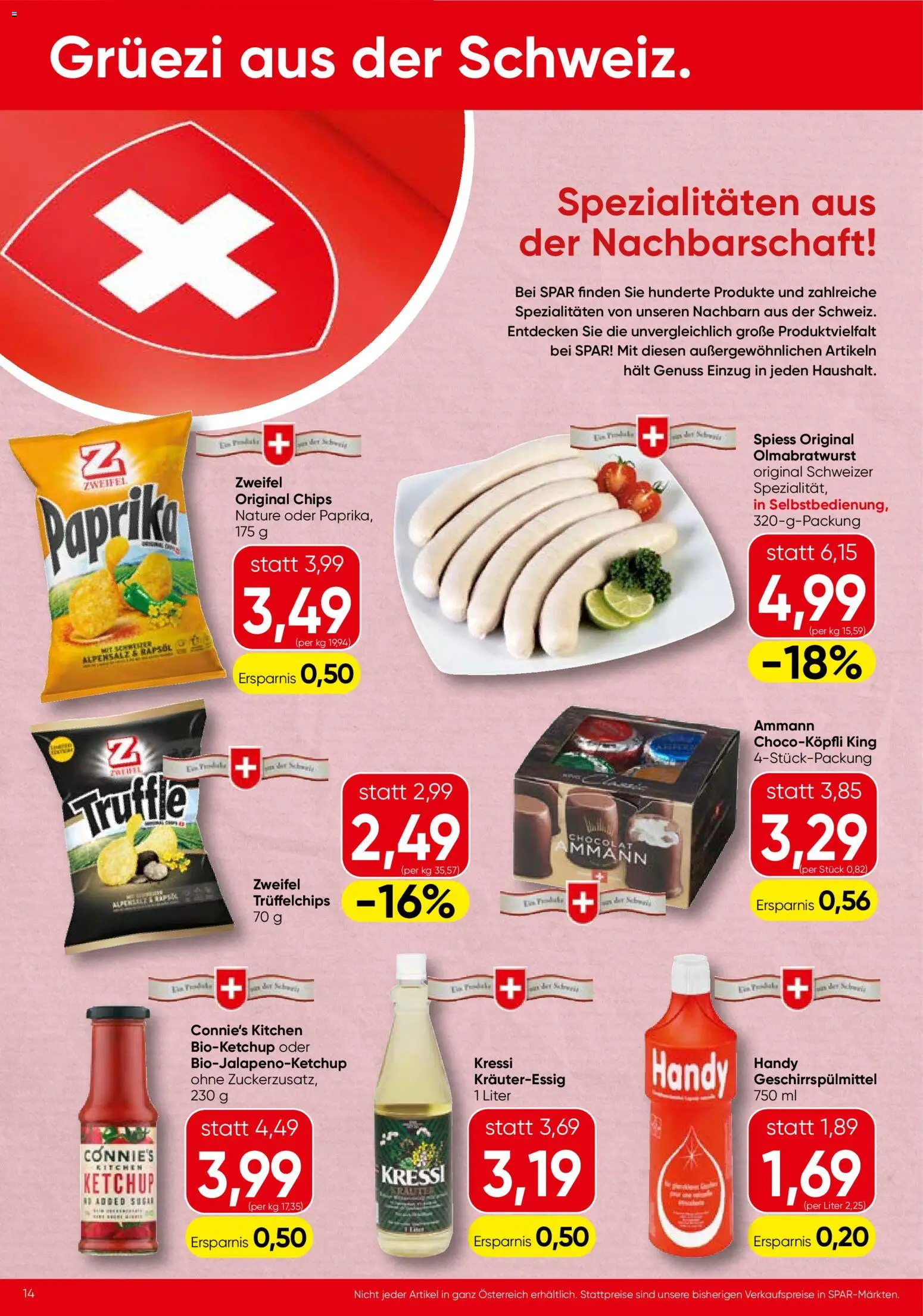 Spar Flugblatt - Vorarlberg gültig ab 06.11.2025 | Seite: 14 | Produkte: Geschirrspülmittel, Chips, Ketchup