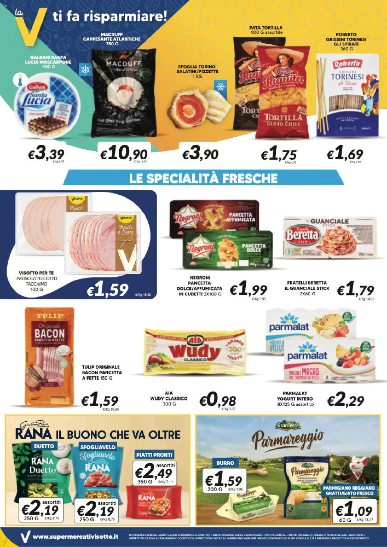 Volantino Visotto del 20.03.2026 | Pagina: 4 | Prodotti: Tacchino, Burro, Parmigiano reggiano, Guanciale