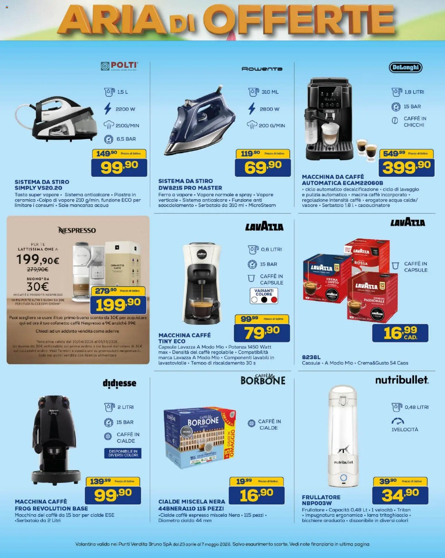 Volantino BRUNO del 23.04.2026 | Pagina: 23 | Prodotti: Anticalcare, Lavastoviglie, Lavazza, Macina