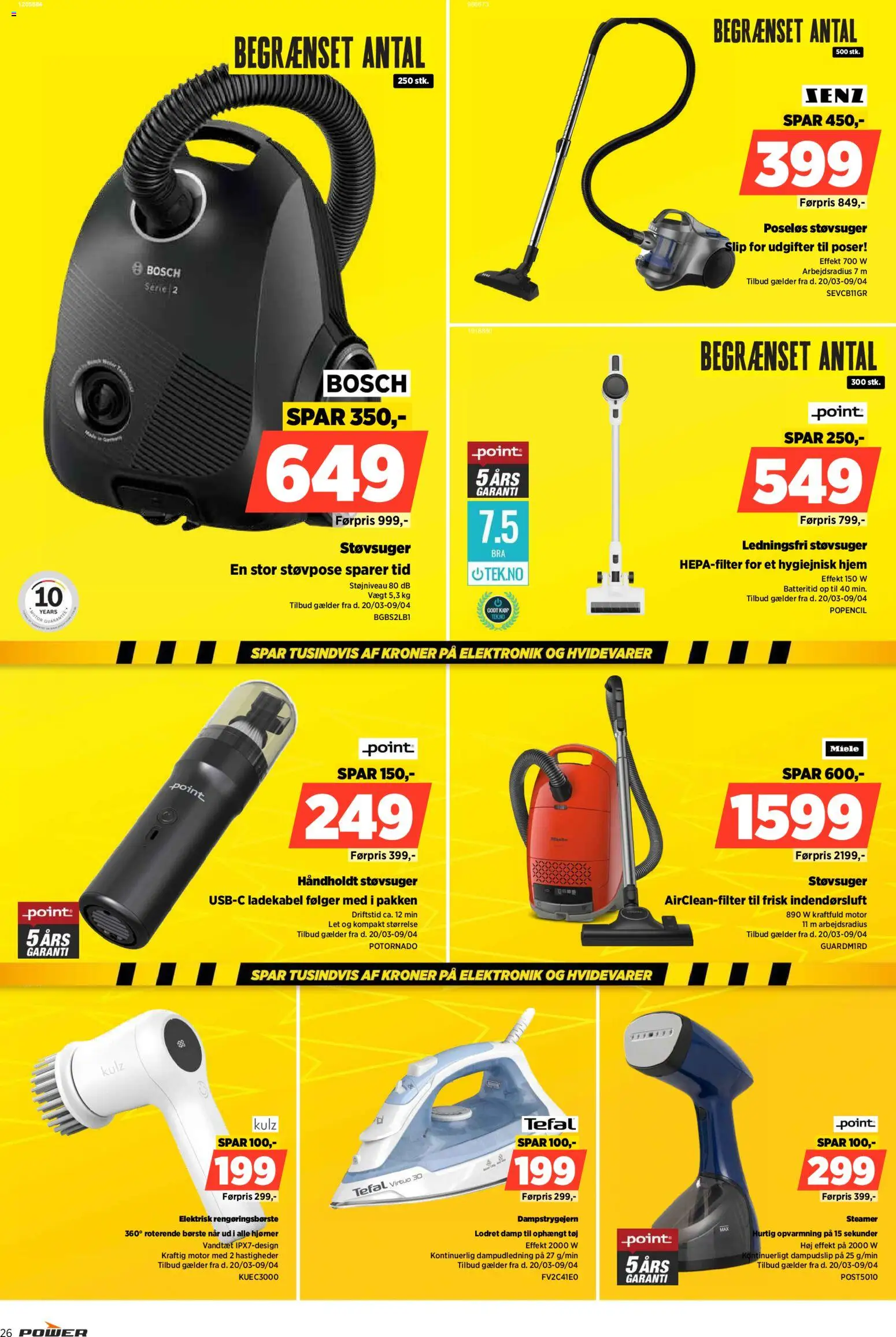 Power tilbudsavis – gyldig fra 20.03.2026 | Side: 26 | Produkter: Børste, Støvsuger, Tøj