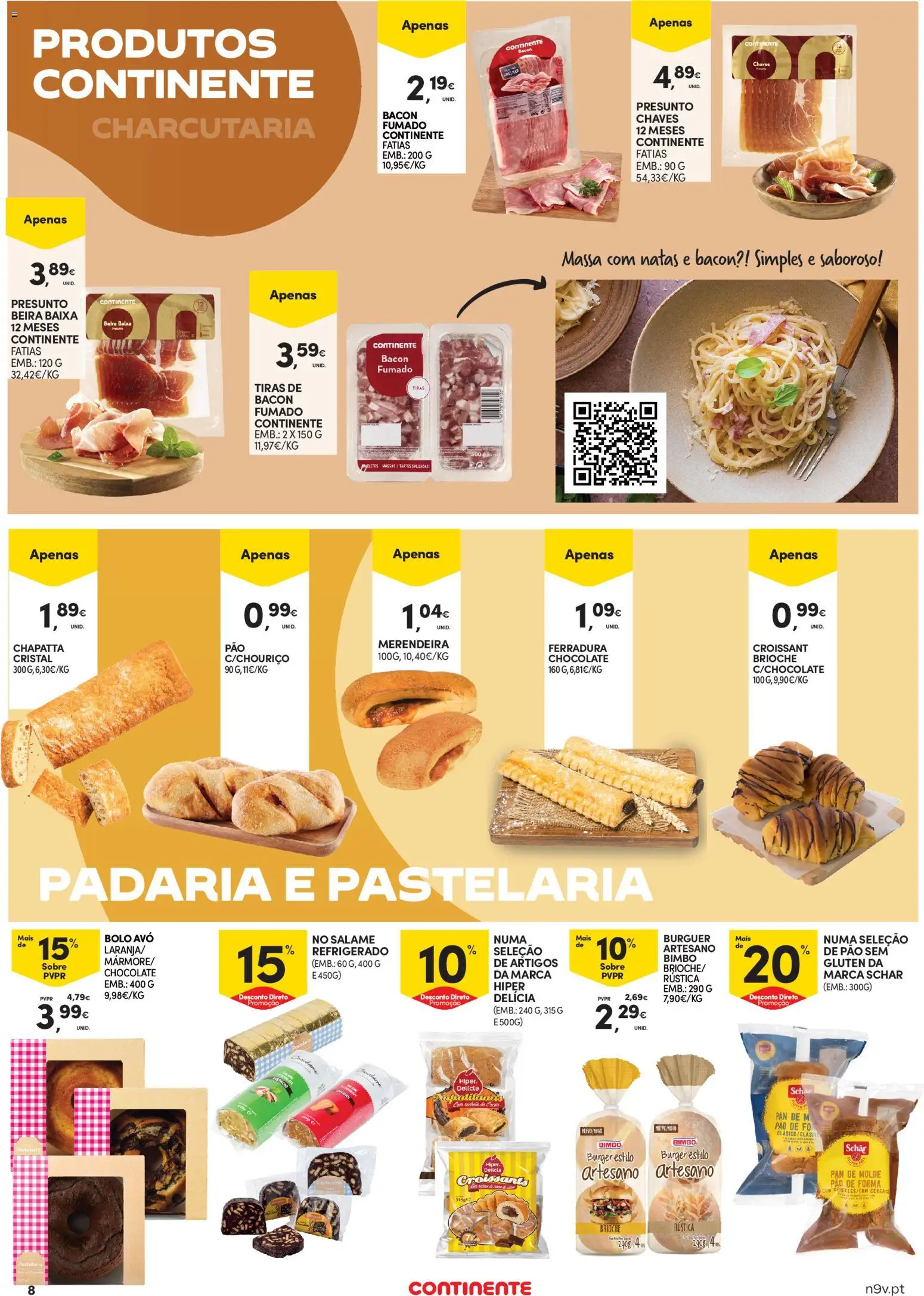 Continente - Açores │ válido de 19.03.2026 | Página: 8 | Produtos: Pão de forma, Bacon, Cereais, Natas