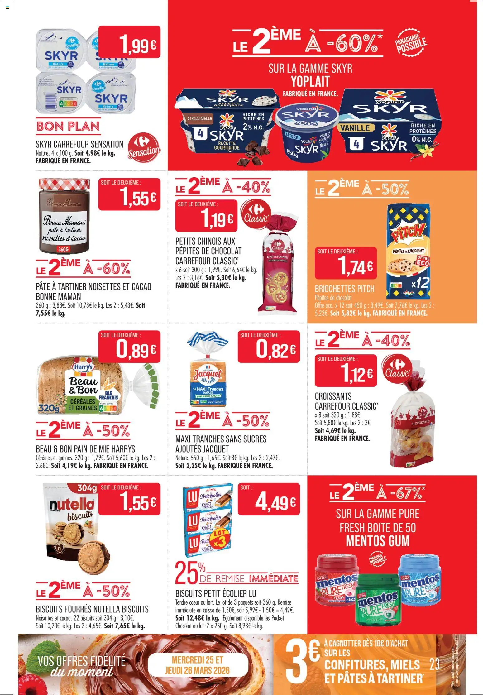 {H1} | Page: 23 | Produits: Pâte à tartiner, Pain de mie, Pain, Chocolat