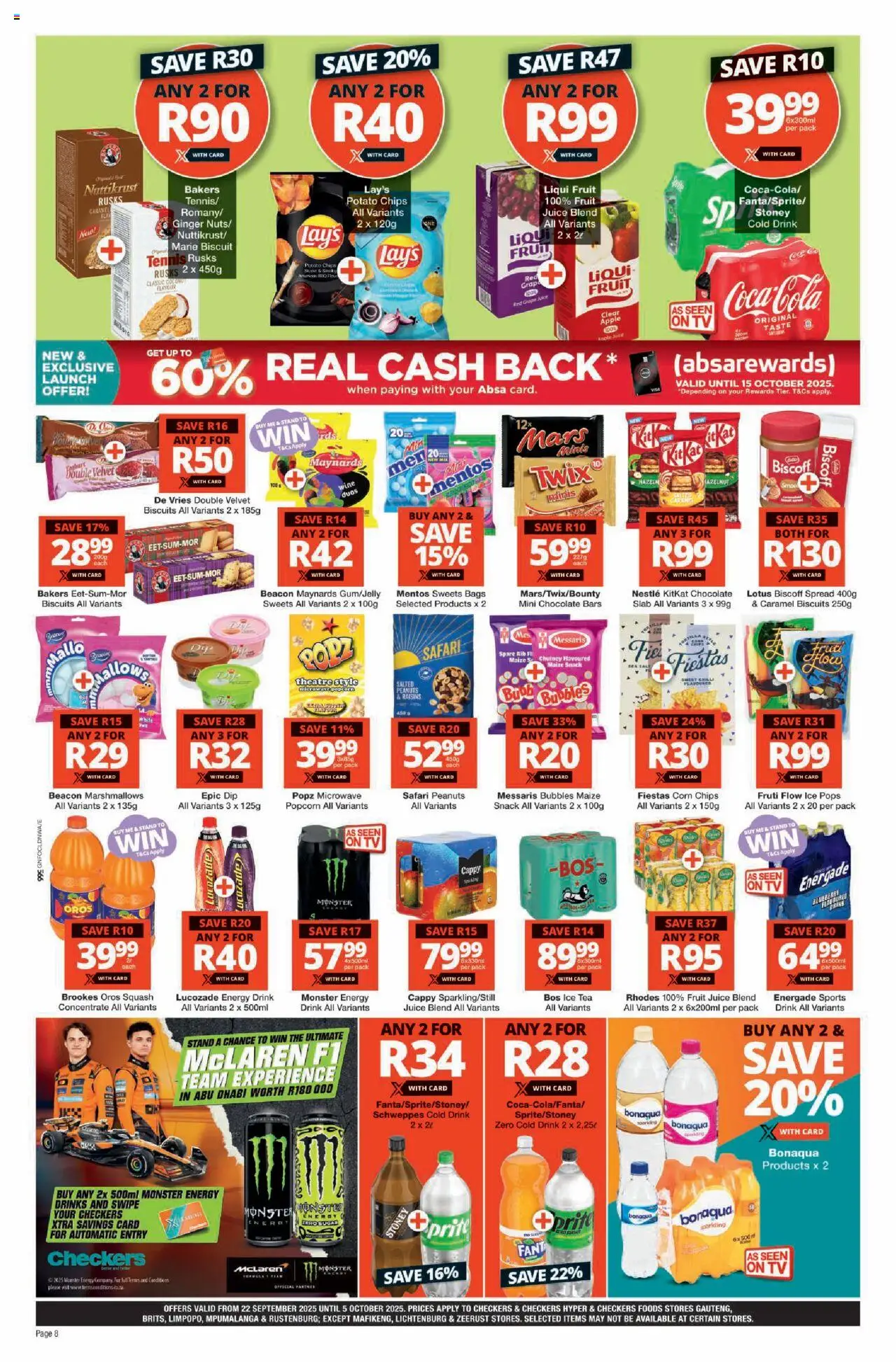New Checkers catalogue – valid from 22.09.2025 | Page: 8 | Products: Corn, Microwave, Chocolate, Stoney