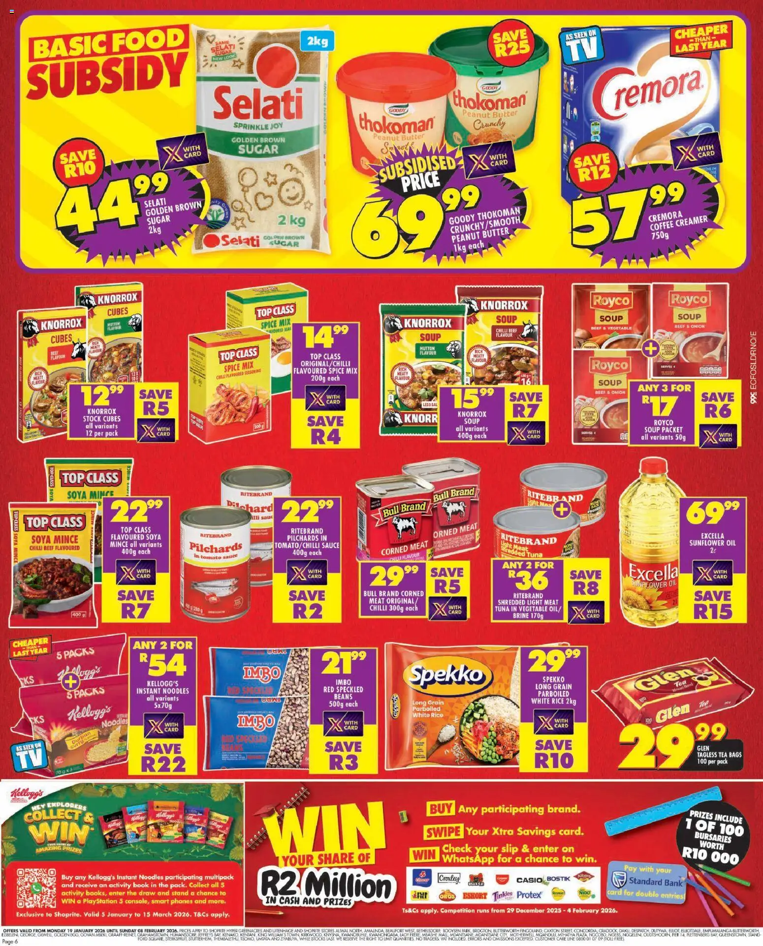 New Shoprite catalogue – valid from 19.01.2026 | Page: 6 | Products: Corned meat, Butter, Peanut butter, Soya mince