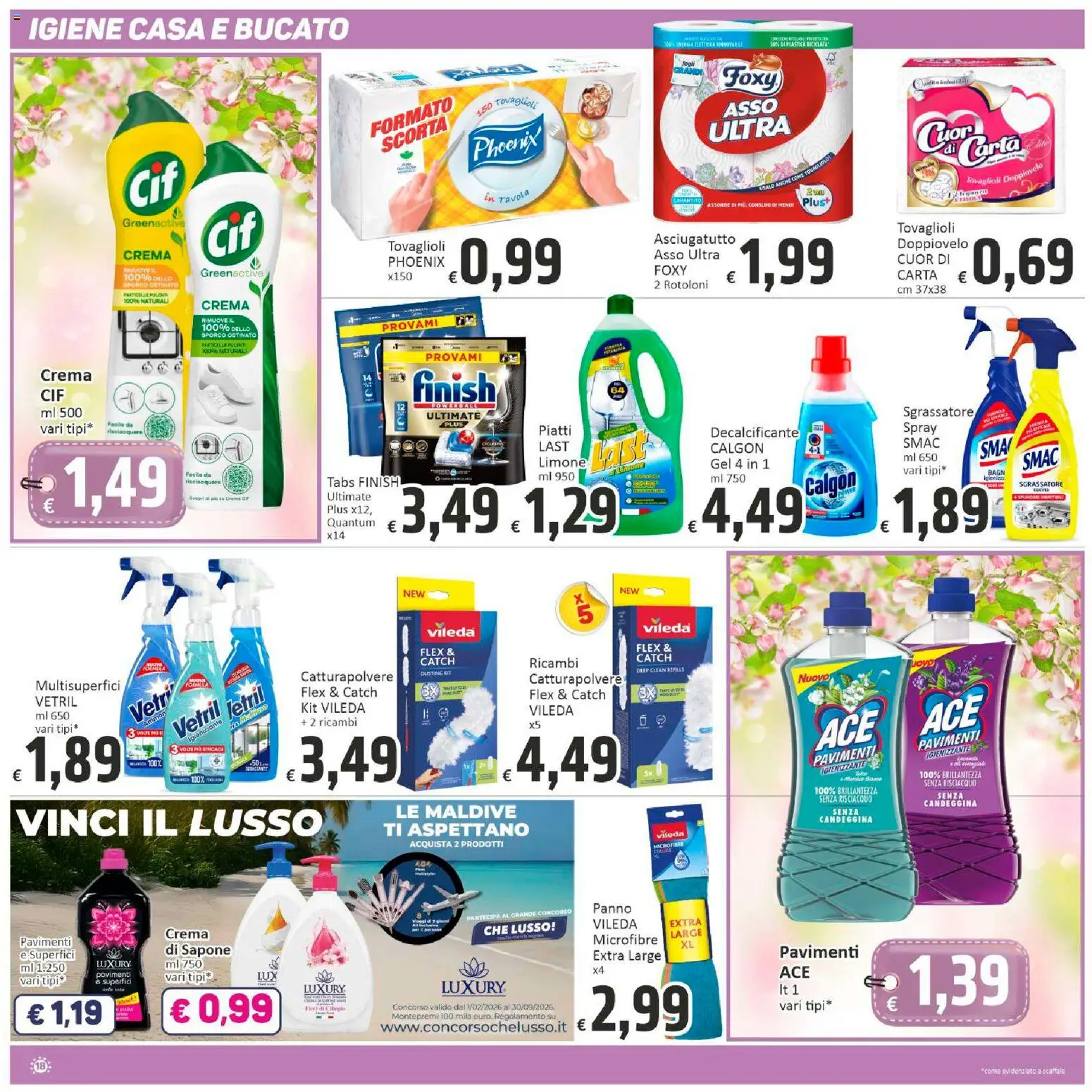 Volantino Paghi Poco del 12.03.2026 | Pagina: 18 | Prodotti: Candeggina, Limone, Scaffale, Asciugatutto