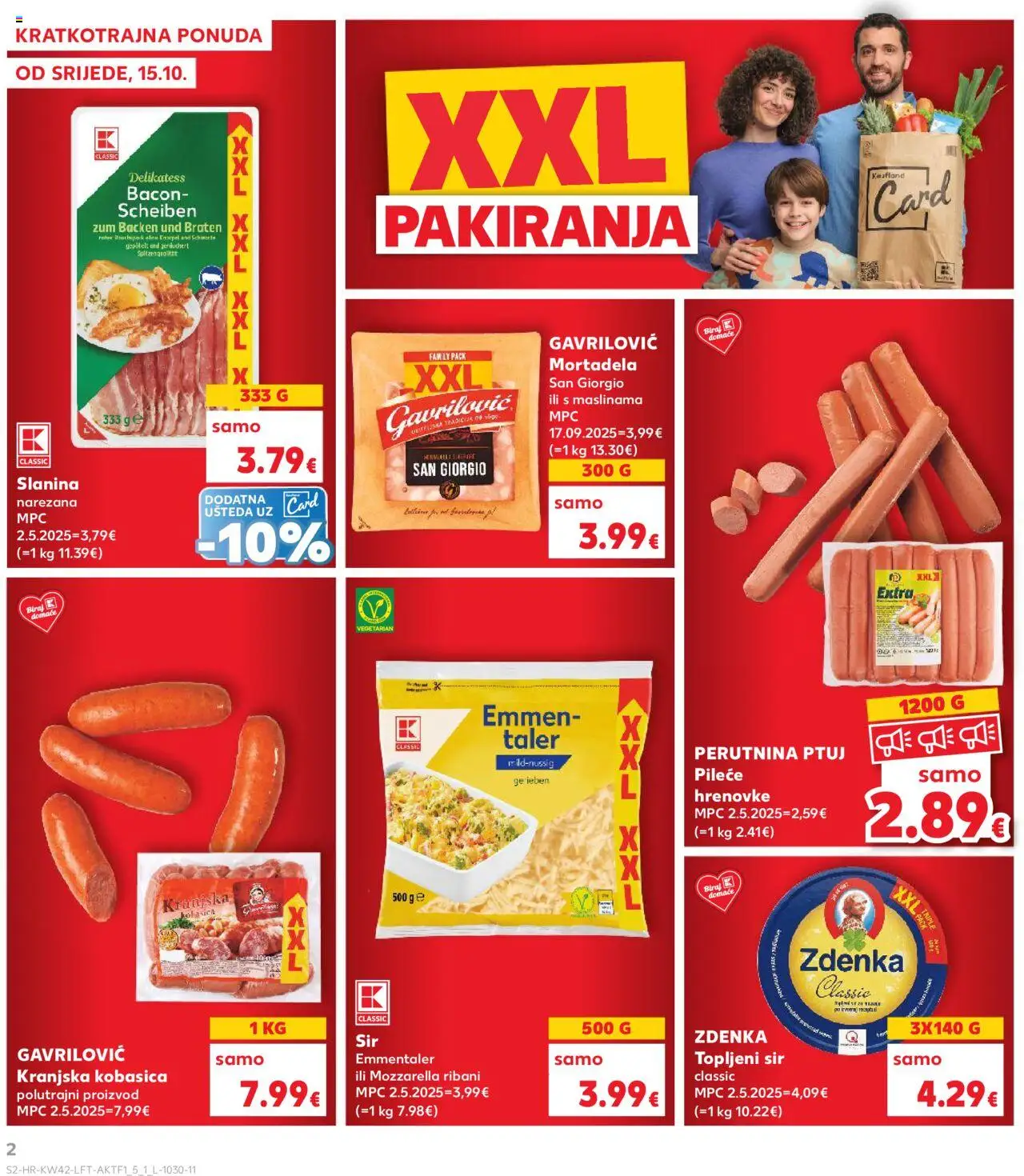 Kaufland katalog | vrijedi od 15.10.2025 | Stranica: 2 | Proizvodi: Mozzarella, Hrenovke, Mortadela, Perutnina Ptuj