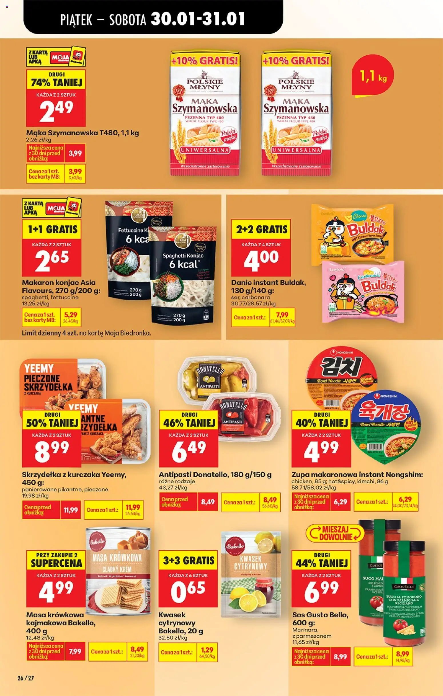Biedronka gazetka - Od piątku od 30.01.2026 | Strona: 30 | Produkty: Carbonara, Mąka szymanowska, Zupa, Sos