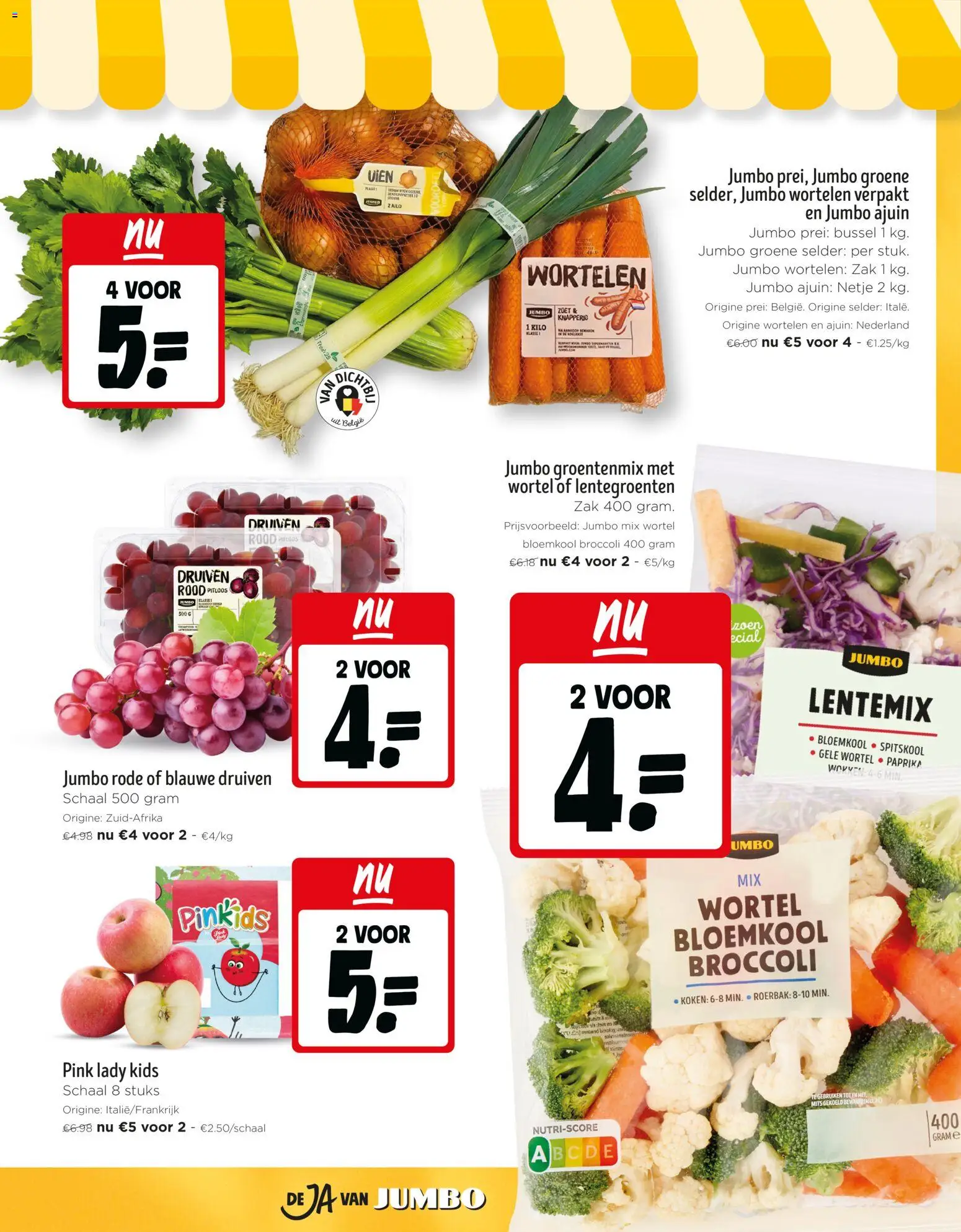 {H1} | Pagina: 5 | Producten: Prei, Druiven, Broccoli, Schaal