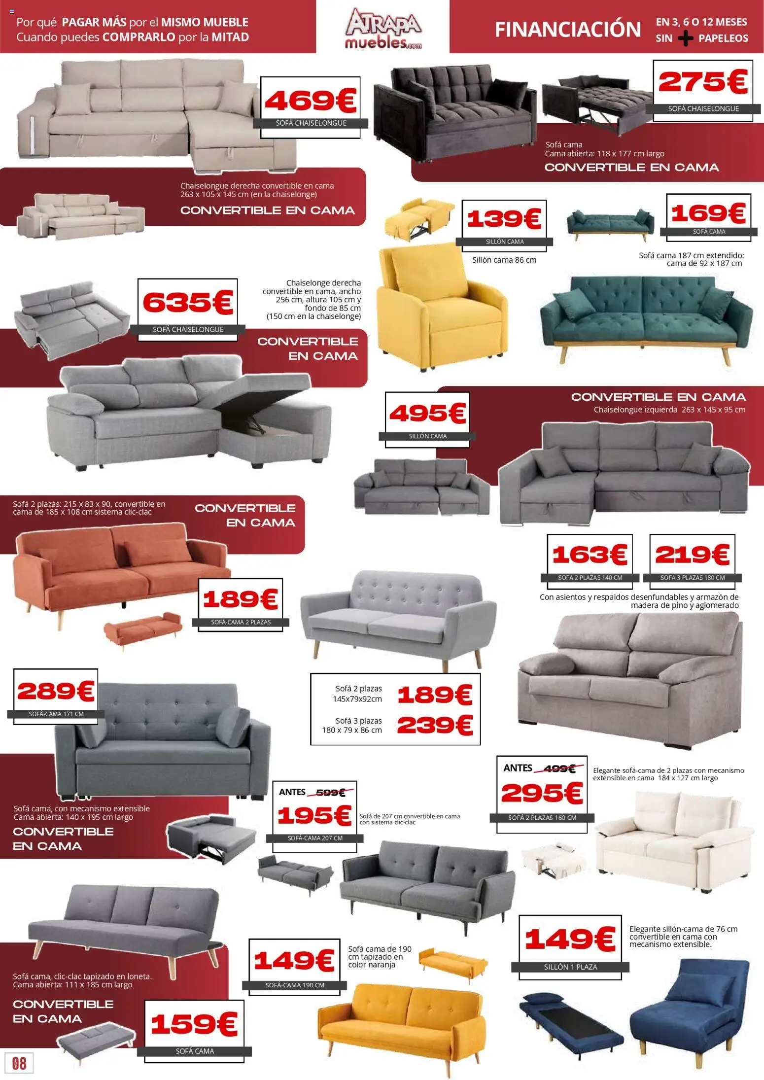 Atrapa Muebles - folleto │ válido desde el 01.01.2026 | Página: 8 | Productos: Sofá cama, Cama, Sofá, Sillón