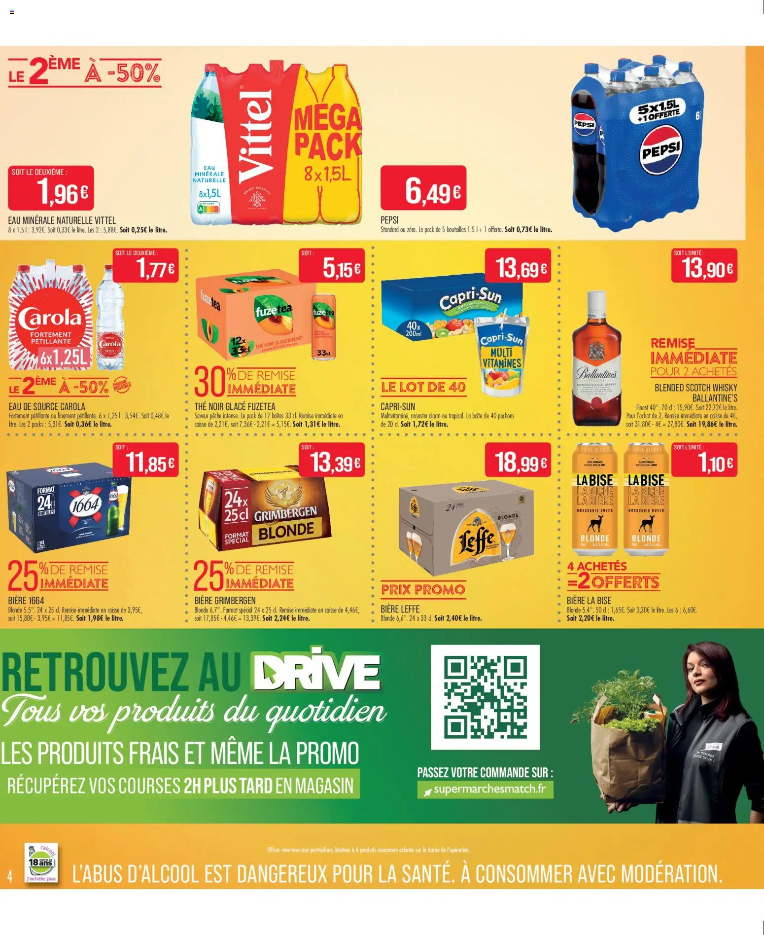 {H1} | Page: 4 | Produits: Whisky, Bière blonde, Eau minérale naturelle, Eau de source