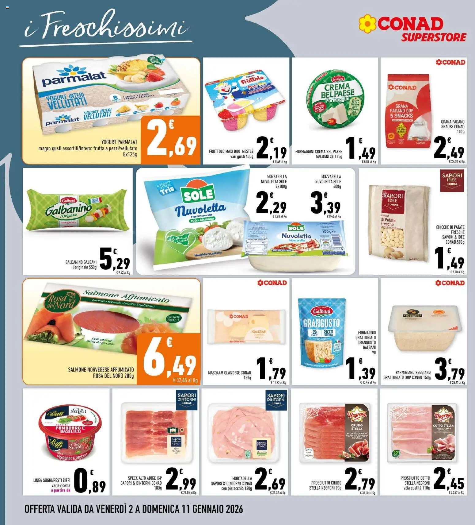 Volantino Conad del 02.01.2026 | Pagina: 10 | Prodotti: Salmone, Frutta, Pomodoro, Gnocchi