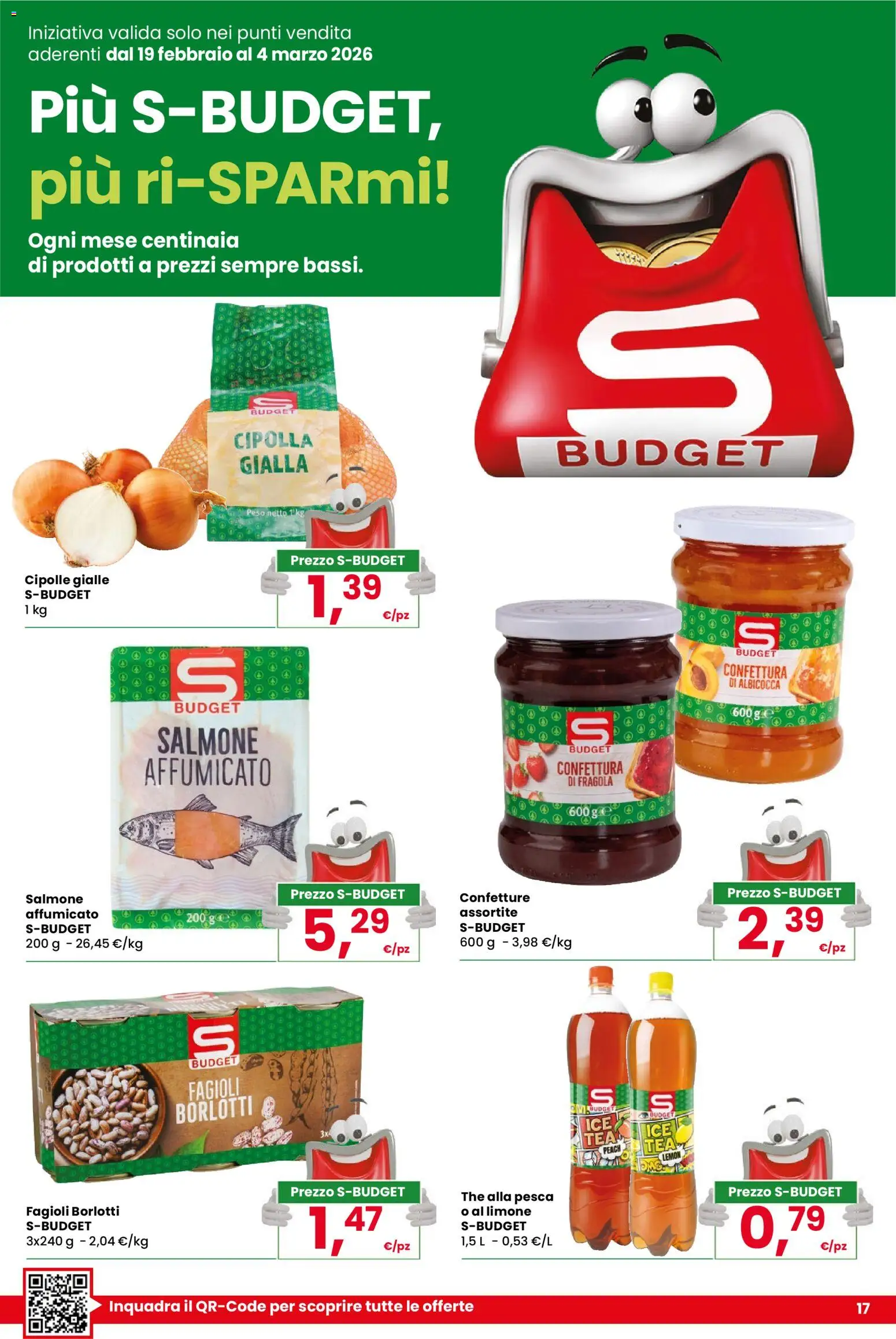 Volantino Despar del 19.02.2026 | Pagina: 17 | Prodotti: Salmone, Fagioli, Pesca, The