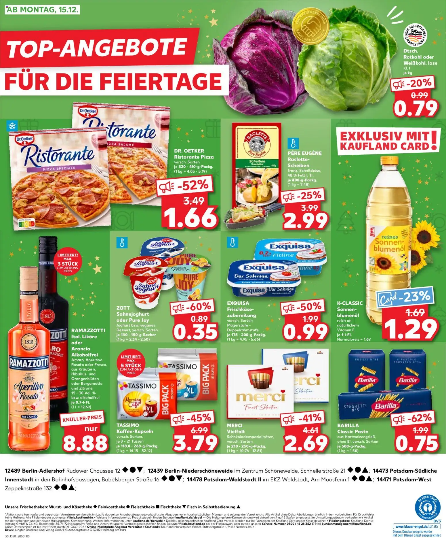 Kaufland prospekt Potsdam	 – gültig ab 11.12.2025 | Seite: 30 | Produkte: Barilla, Sonnenblumenol, Wurst, Ramazzotti