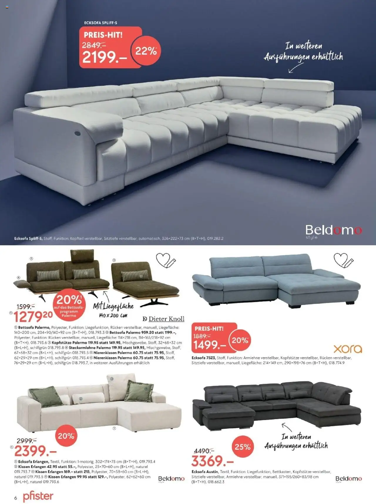 Pfister Aktionen – gültig ab 23.09.2025 | Seite: 6 | Produkte: Kissen, Ecksofa