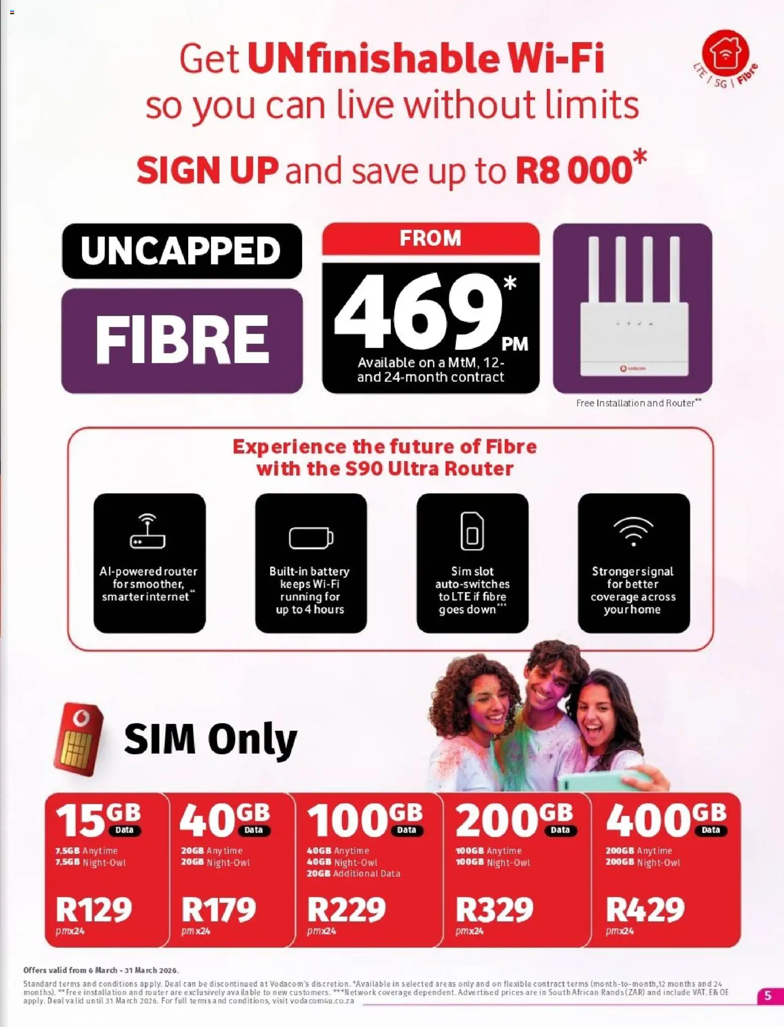 New Vodacom catalogue – valid from 06.03.2026 | Page: 5 | Products: Data, Sim, Router, Battery