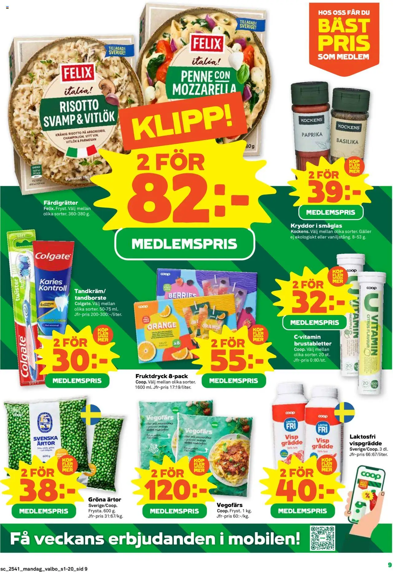 Coop Forum reklamblad aktuell från 06.10.2025 | Sida: 9 | Produkter: Visp, Galler, Vegofärs, Ärtor
