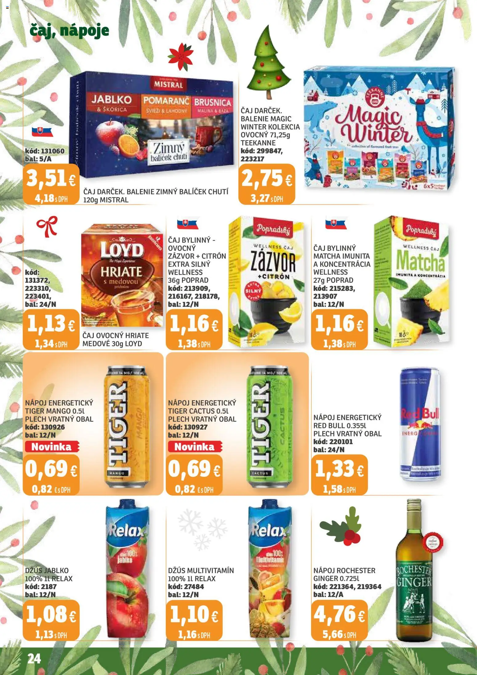 Nové Labaš akcie – leták je platný od 28.11.2025 | Strana: 24 | Produkty: Zázvor, Džús, Čaj, Energetický nápoj