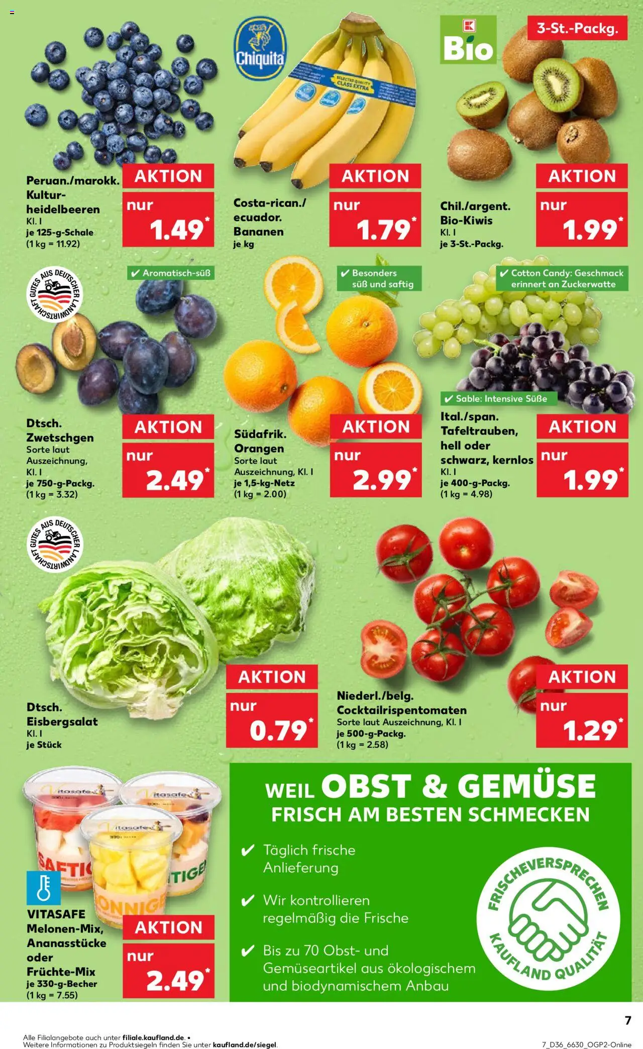 Kaufland prospekt Hannover	 – gültig ab 07.09.2025 | Seite: 7 | Produkte: Bananen, Orangen, Heidelbeeren, Kiwi