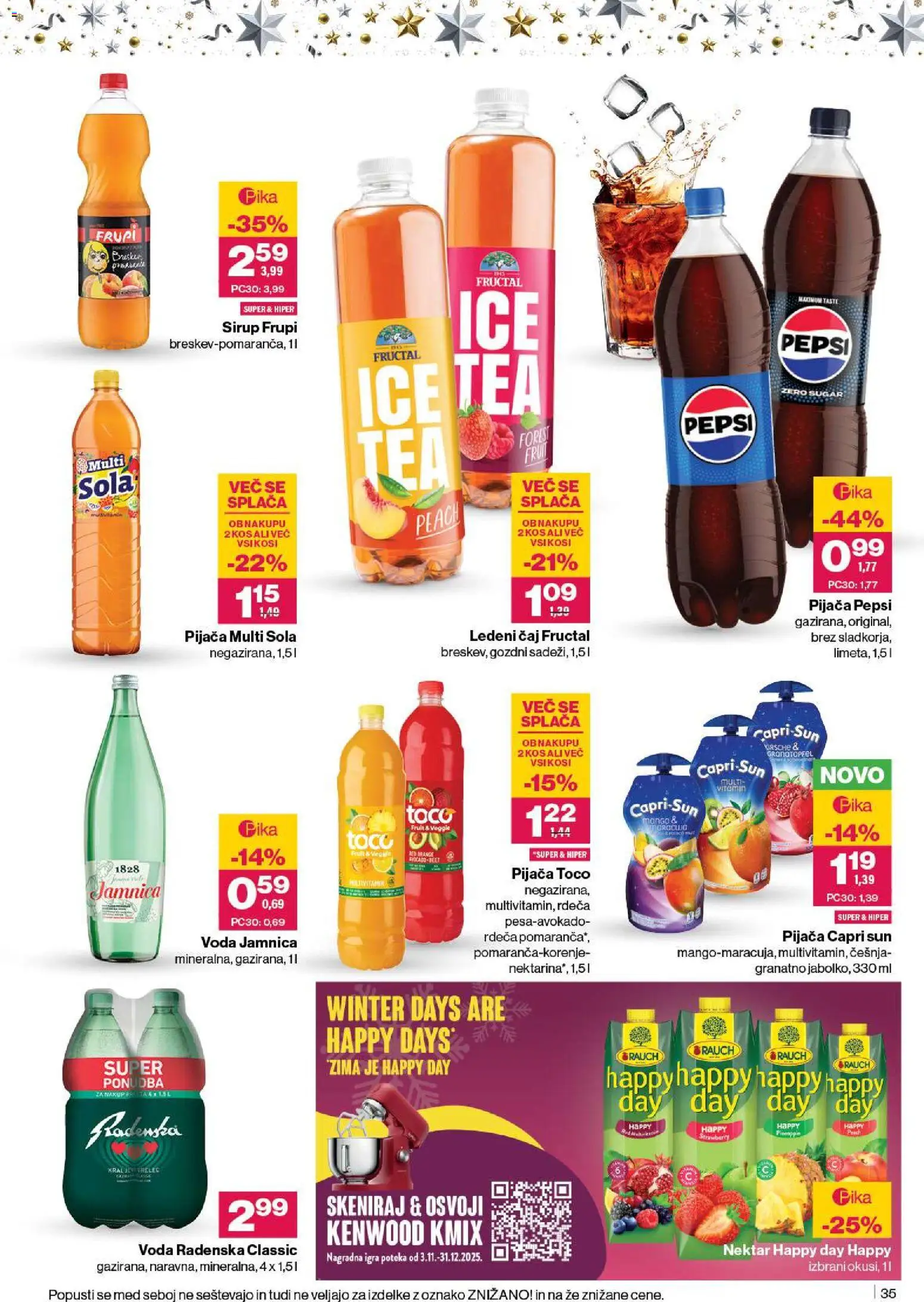 Novi Mercator katalog ponudbe – veljaven od 27.11.2025 | Stran: 37 | Izdelki: Sirup, Kos, Ledeni čaj, Voda