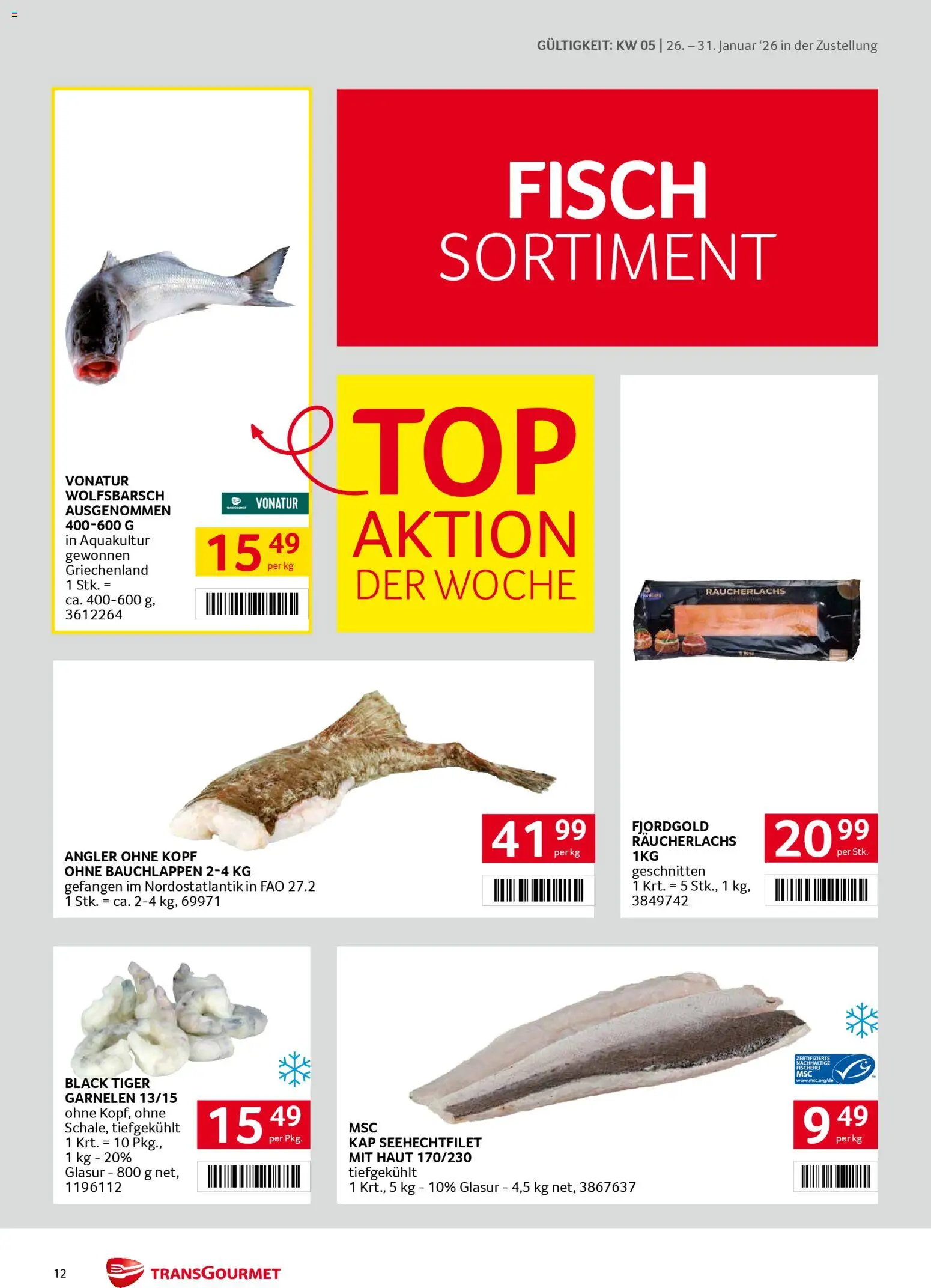 Transgourmet Zustellaktion gültig ab 26.01.2026 | Seite: 12 | Produkte: Fisch