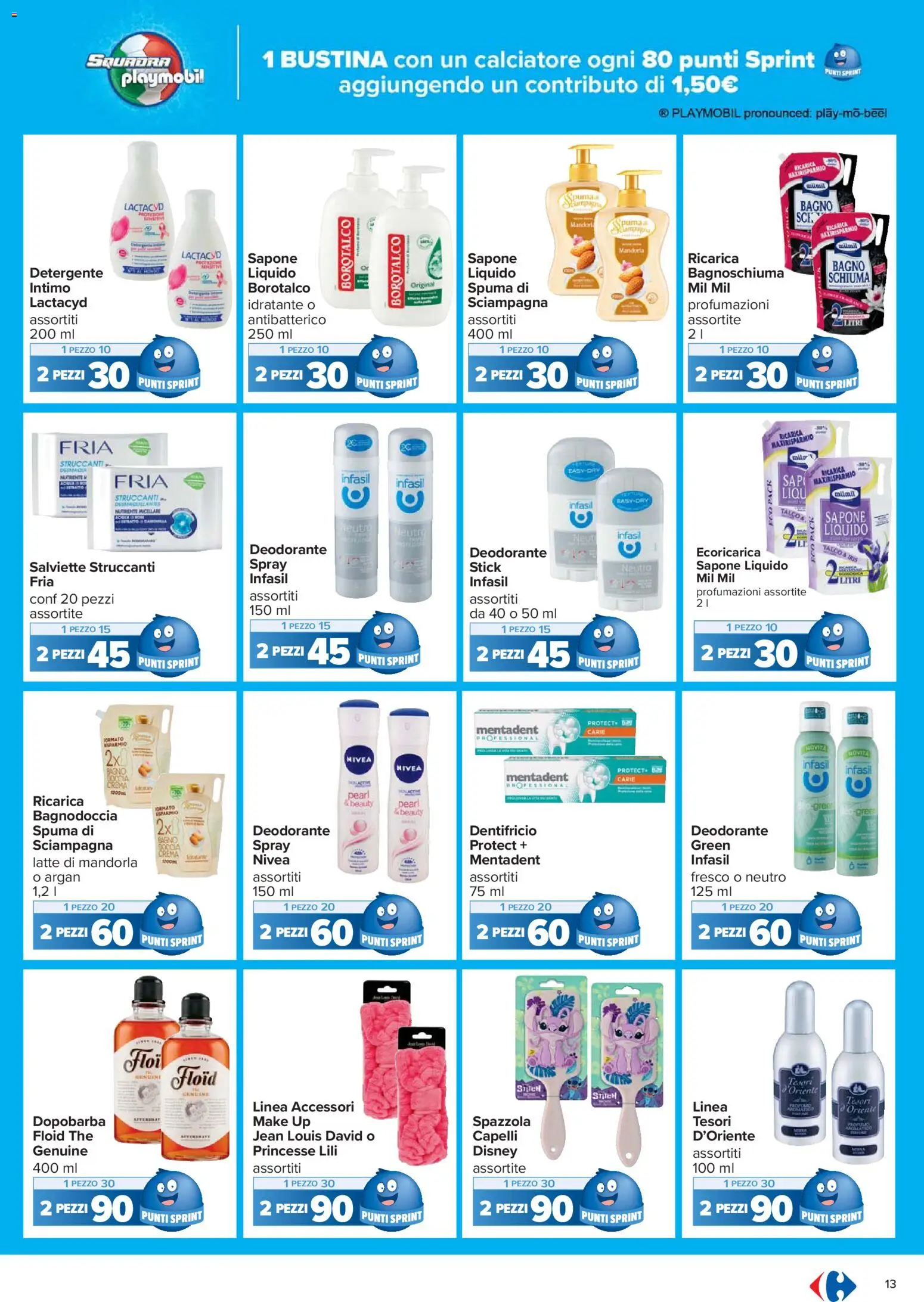 Volantino Carrefour del 02.12.2025 | Pagina: 13 | Prodotti: Bagnoschiuma, Dentifricio, Latte, The