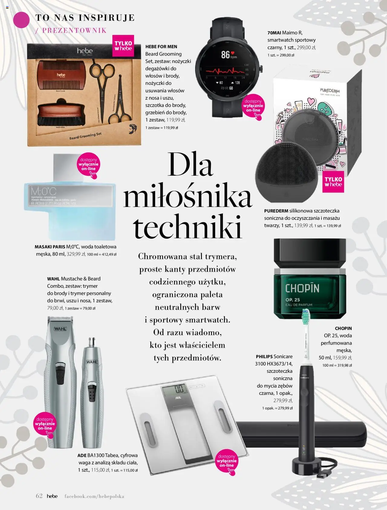Hebe Gazetka - Magazyn od 01.05.2025 | Strona: 62 | Produkty: Waga, Smartwatch, Woda toaletowa, Szczotka