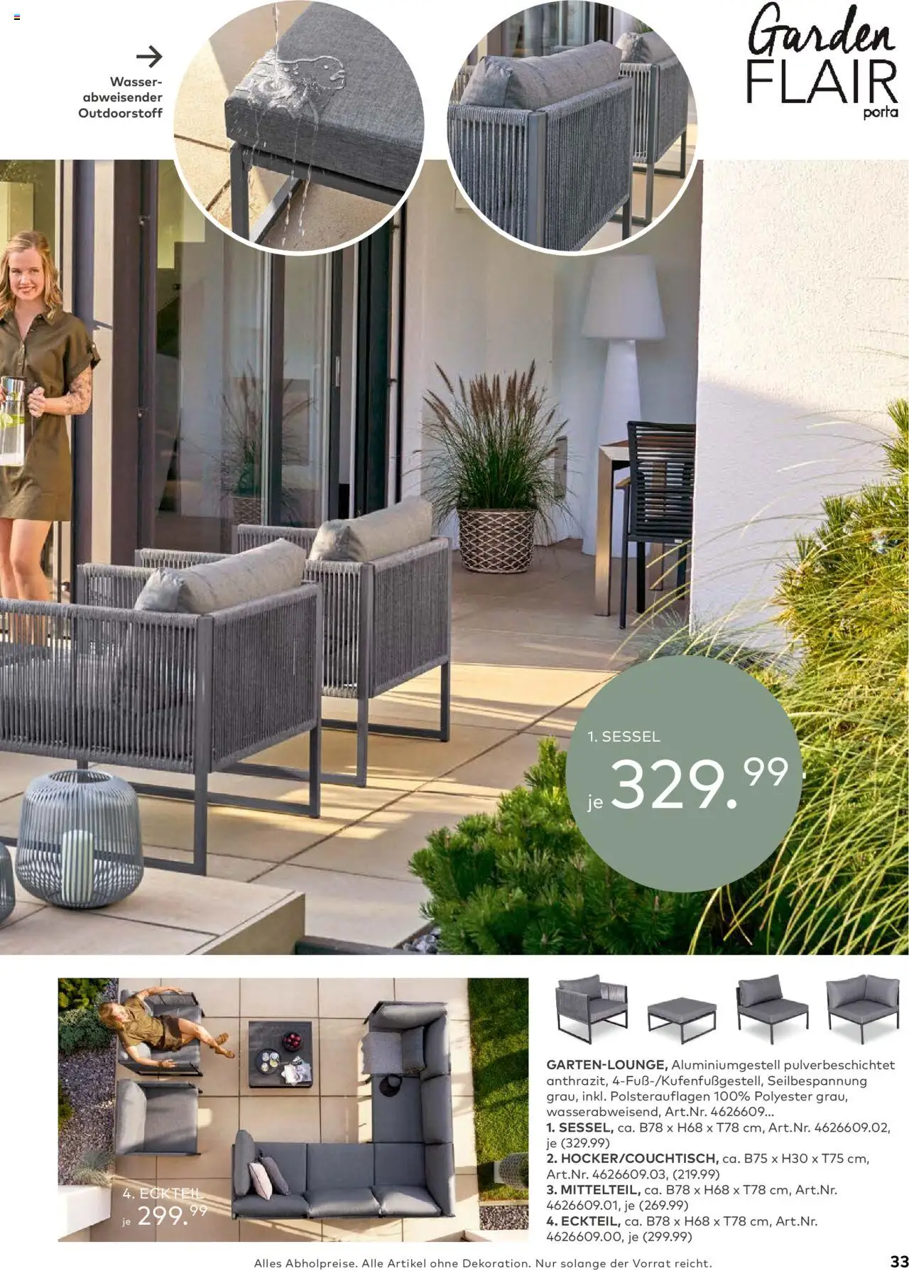 Porta! - Outdoor - Gartenmöbelkatalog 2025 - gültig ab dem 02.03.2025 | Seite: 33 | Produkte: Sessel, Wasser