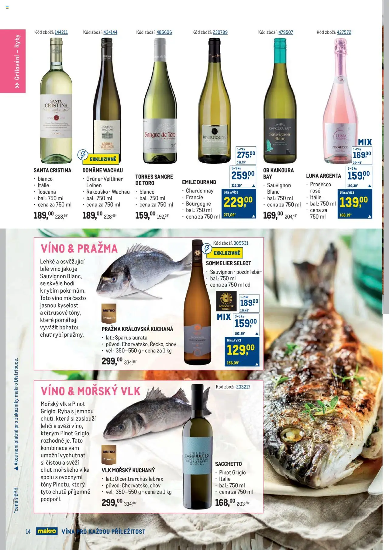 Makro leták  - Letní vína od 04.06.2025 | Strana: 14 | Produkty: Grilování, Víno, Pražma, Ryby
