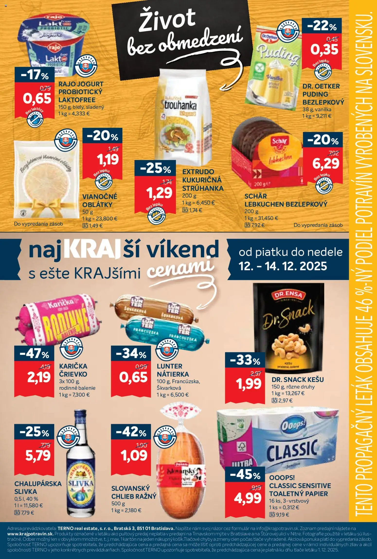 Nové Kraj akcie – leták je platný od 11.12.2025 | Strana: 17 | Produkty: Jogurt, Chlieb, Puding, Toaletný papier