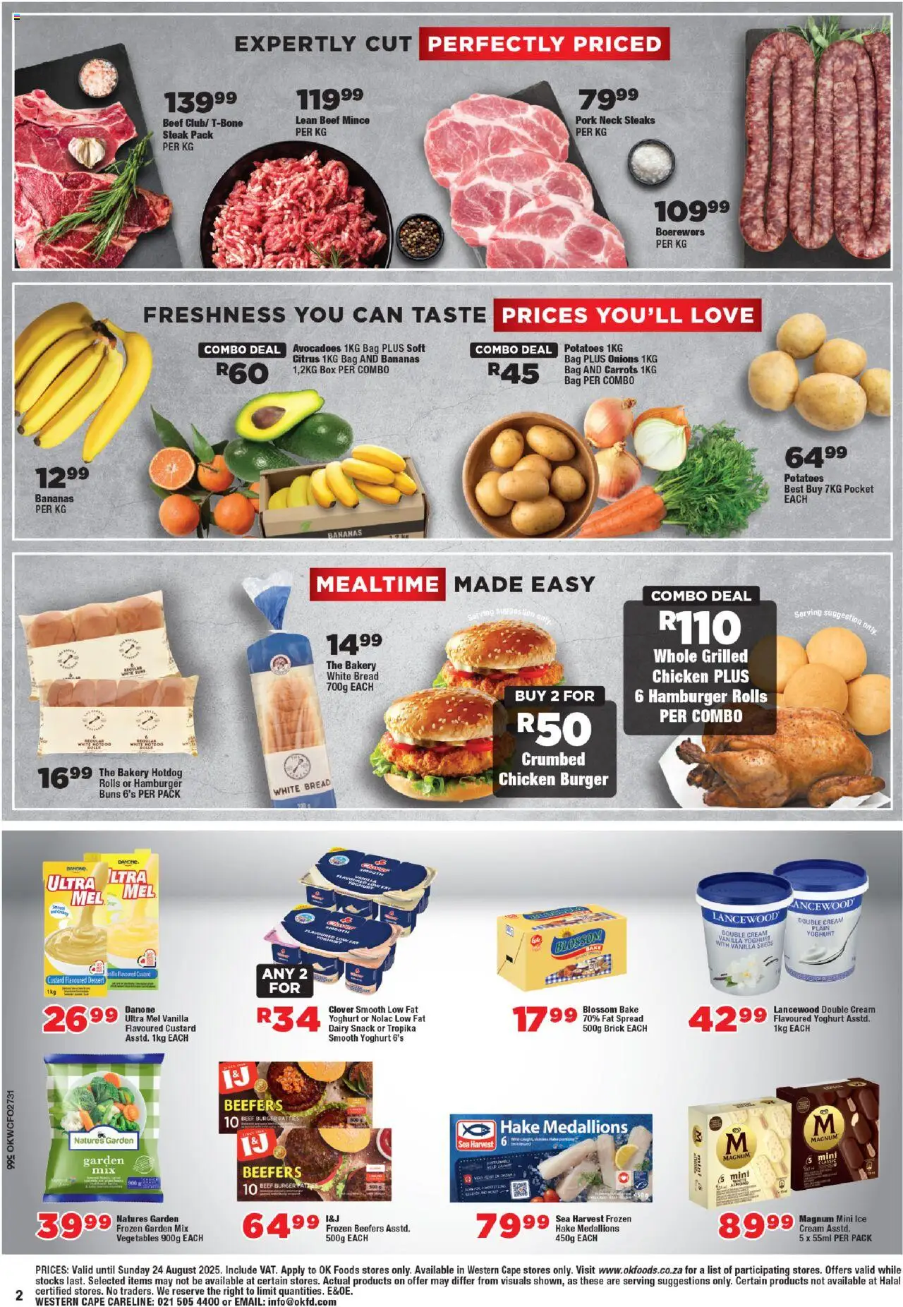 OK Foods Western Cape - Specials │ valid from 13.08.2025 | Page: 2 | Products: Buns, Bananas, Potatoes, Onions