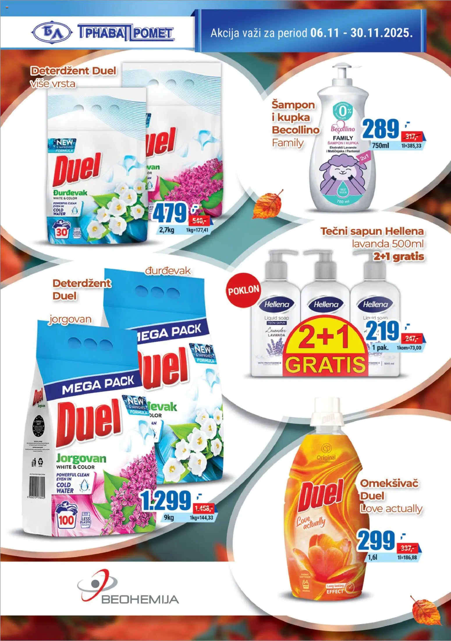 Trnava Promet katalog - važi od 06.11.2025 | Strana: 26 | Proizvode: Deterdžent, Tečni sapun, Šampon, Sapun