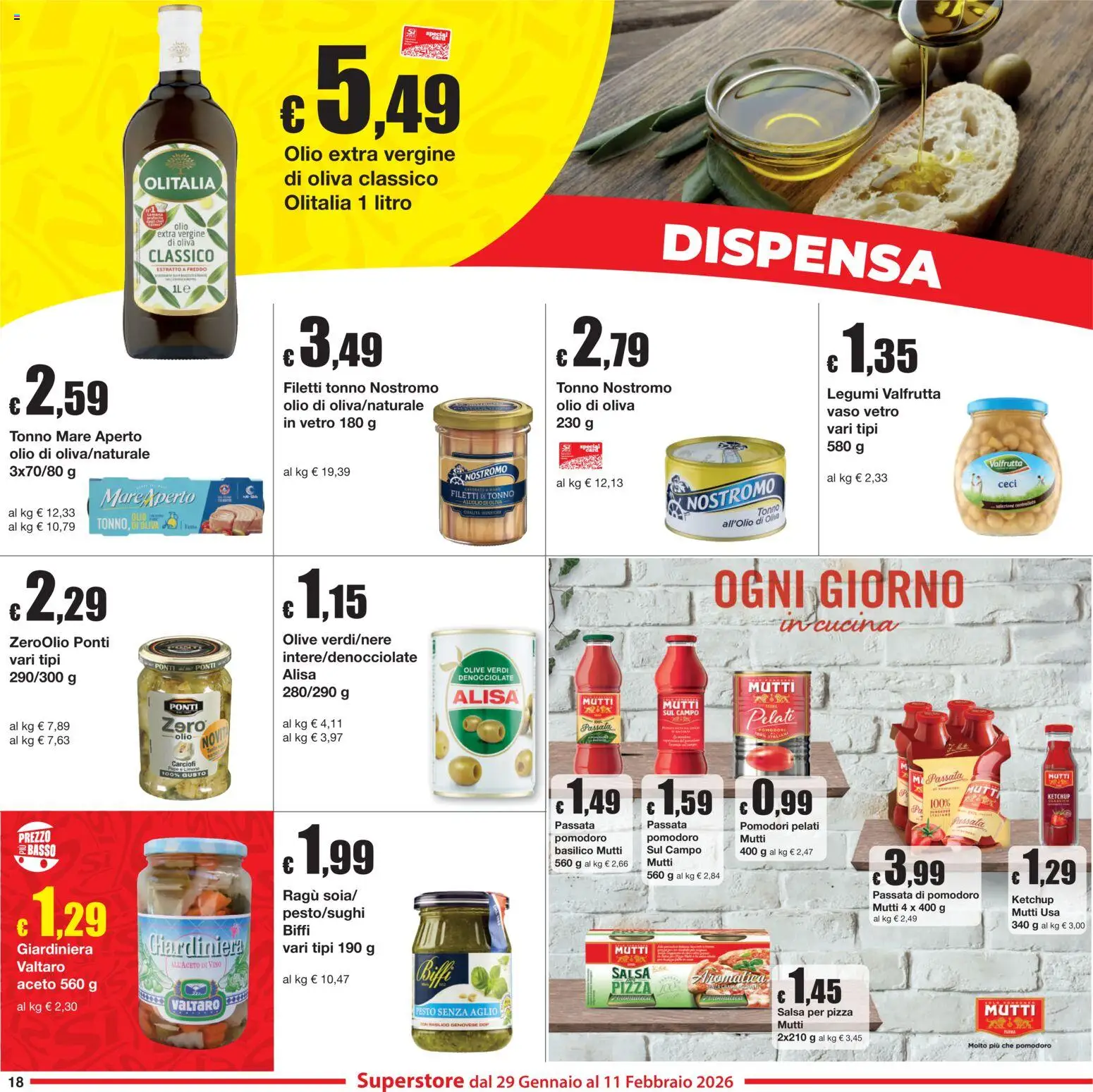 Volantino Sì con Te del 29.01.2026 | Pagina: 18 | Prodotti: Pomodori, Ragú, Aceto, Olio extra vergine