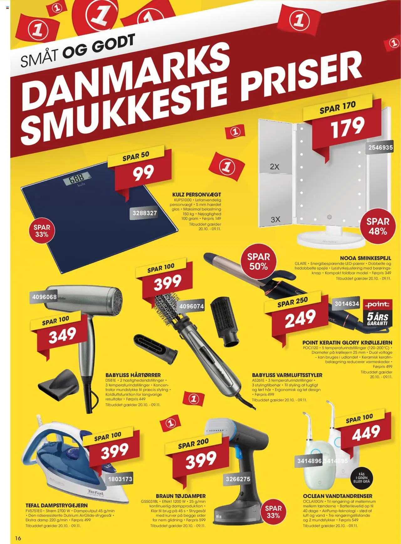 Punkt1 tilbudsavis – gyldig fra 20.10.2025 | Side: 16 | Produkter: Krøllejern, Hårtørrer