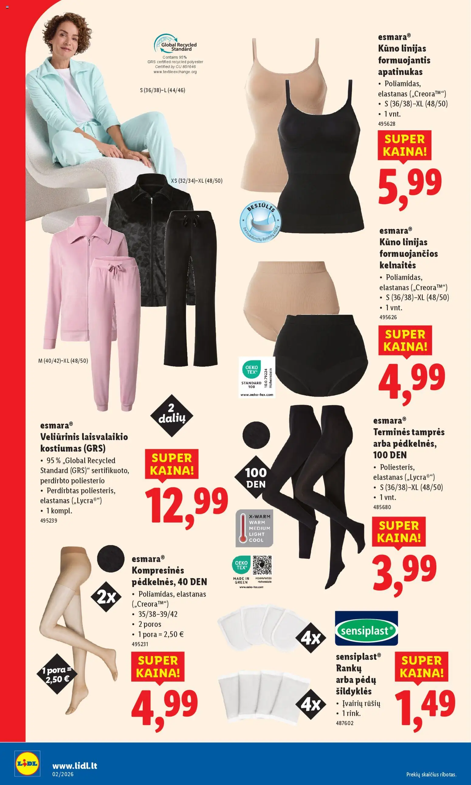 LIDL akcijos nuo 05.01.2026 | Puslapis: 22 | Prekių: Kelnaitės, Tamprės, Kostiumas