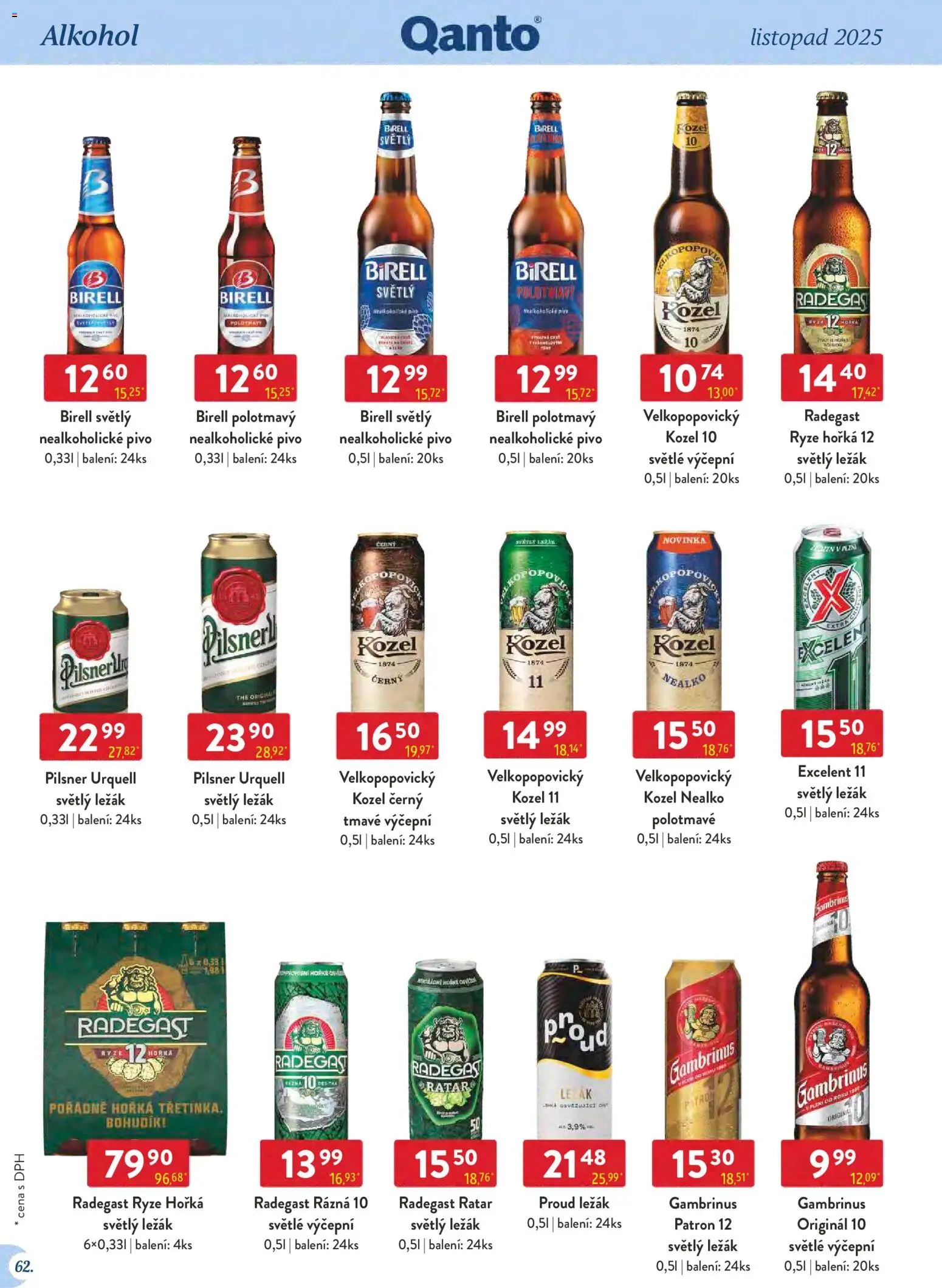 Astur & Qanto - Leták - Velkoobchod 11/2025 od 01.11.2025 | Strana: 62 | Produkty: Excelent 11, Pilsner, Radegast, Pilsner Urquell