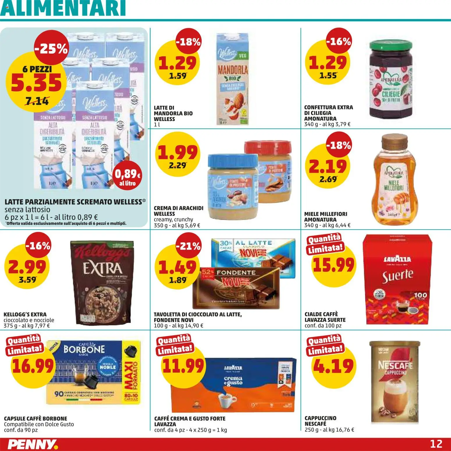 Volantino PENNY del 09.04.2026 | Pagina: 12 | Prodotti: Cioccolato, Latte parzialmente scremato, Lavazza, Miele