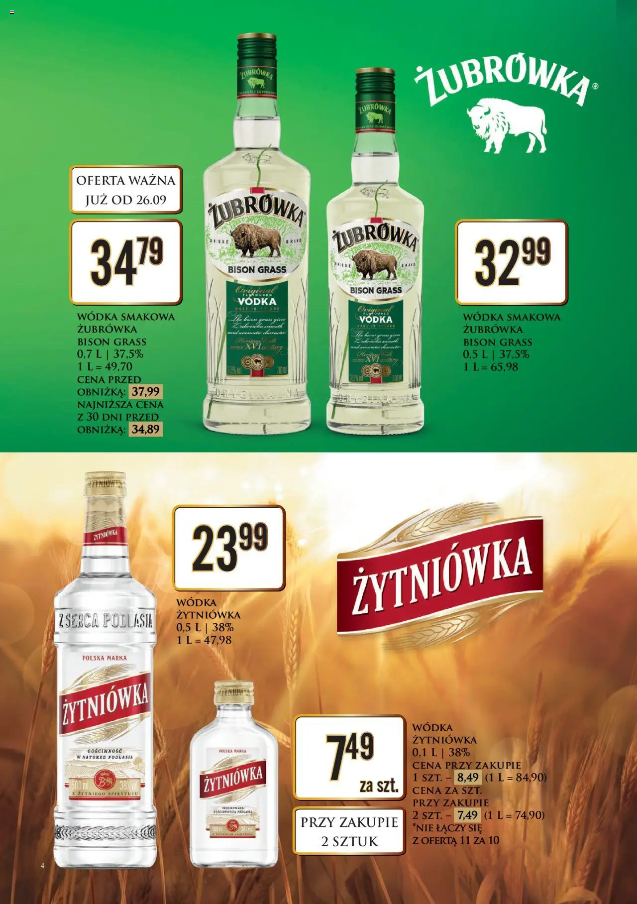 Dino Gazetka alkoholowa od 26.09.2025 | Strona: 4 | Produkty: Żubrówka, Vodka, Wódka