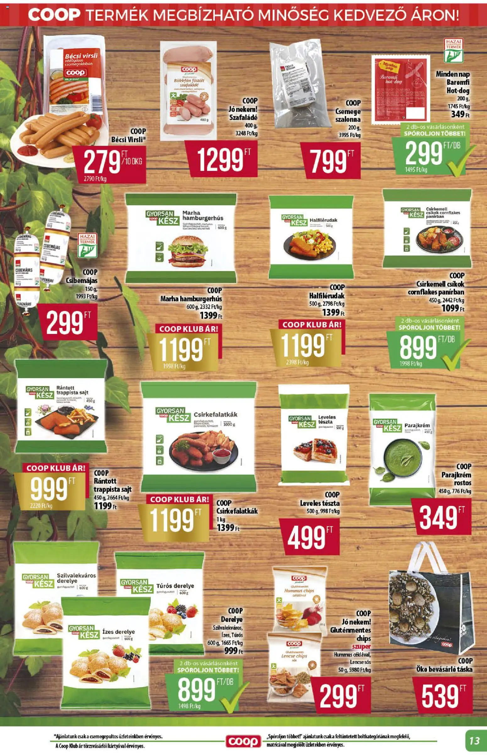 COOP akciós ujság - amely érvényes a következő dátumtól: 20.11.2025 | Oldal: 13 | Termékek: Chips, Táska, Leveles tészta, Gluténmentes