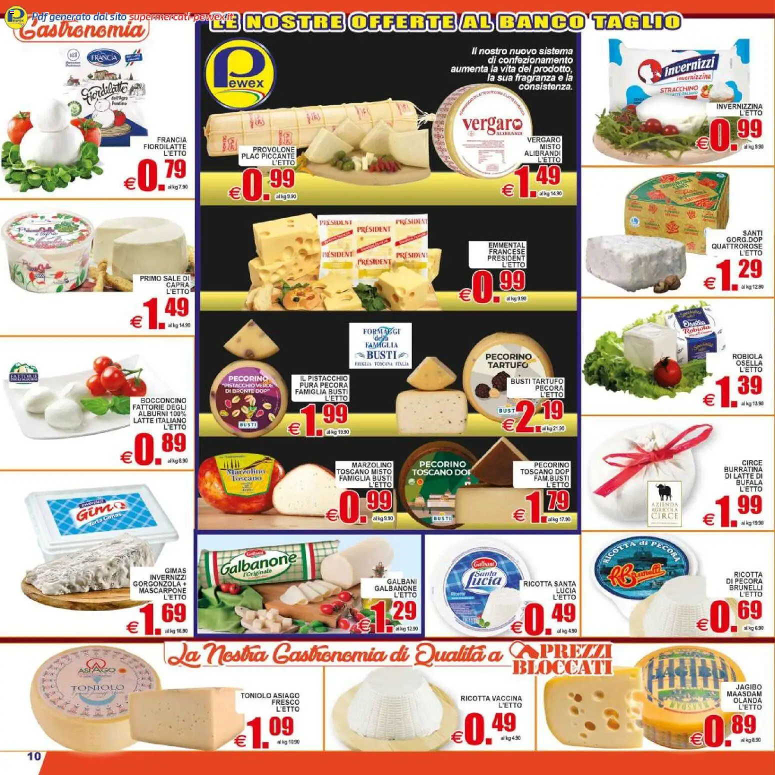 Volantino Pewex del 29.04.2026 | Pagina: 10 | Prodotti: Provolone, Ricotta, Robiola, Emmental