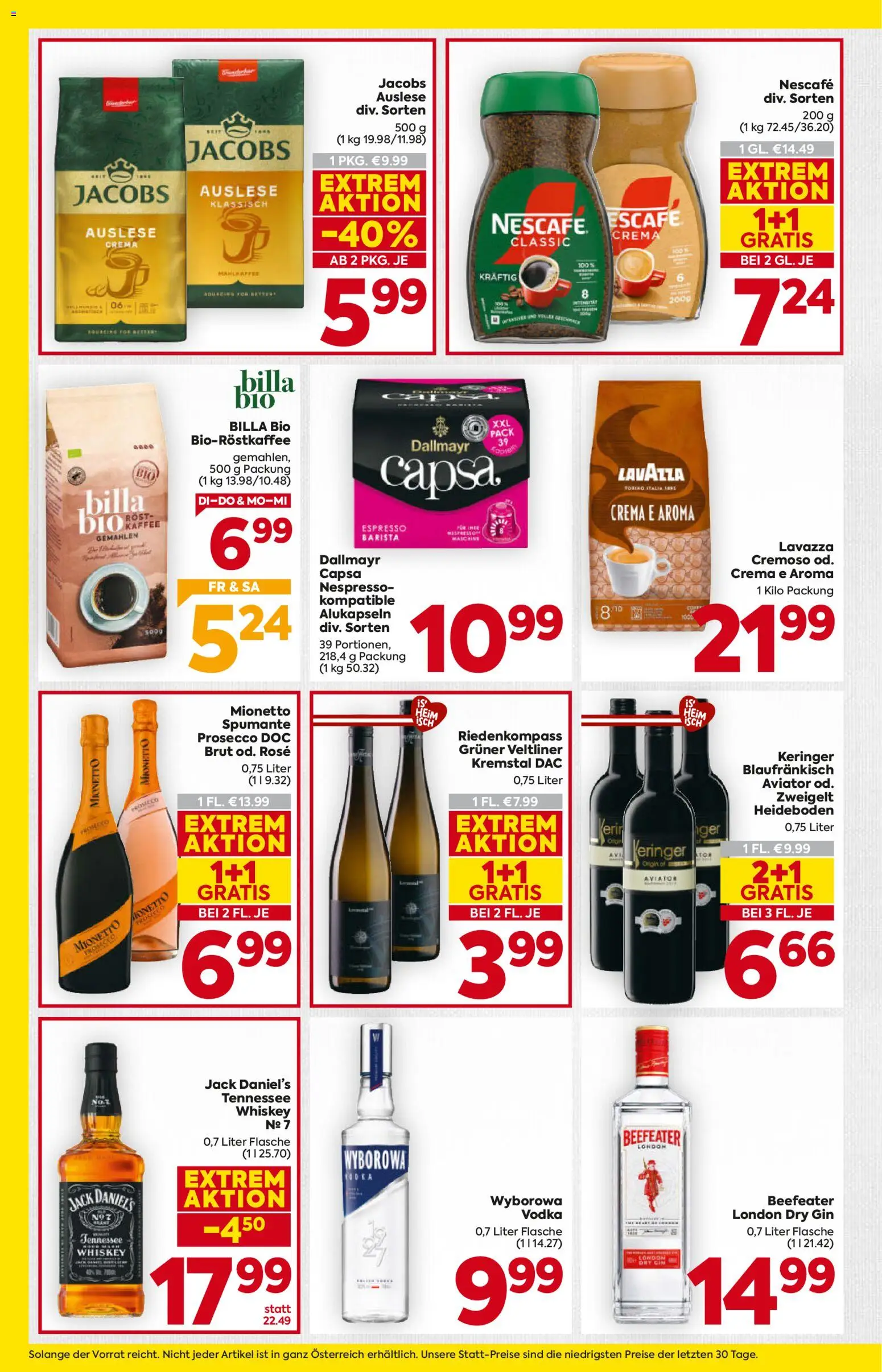 Billa Flugblatt - Kärnten gültig ab 07.04.2026 | Seite: 14 | Produkte: Gin, Whiskey, Kaffee