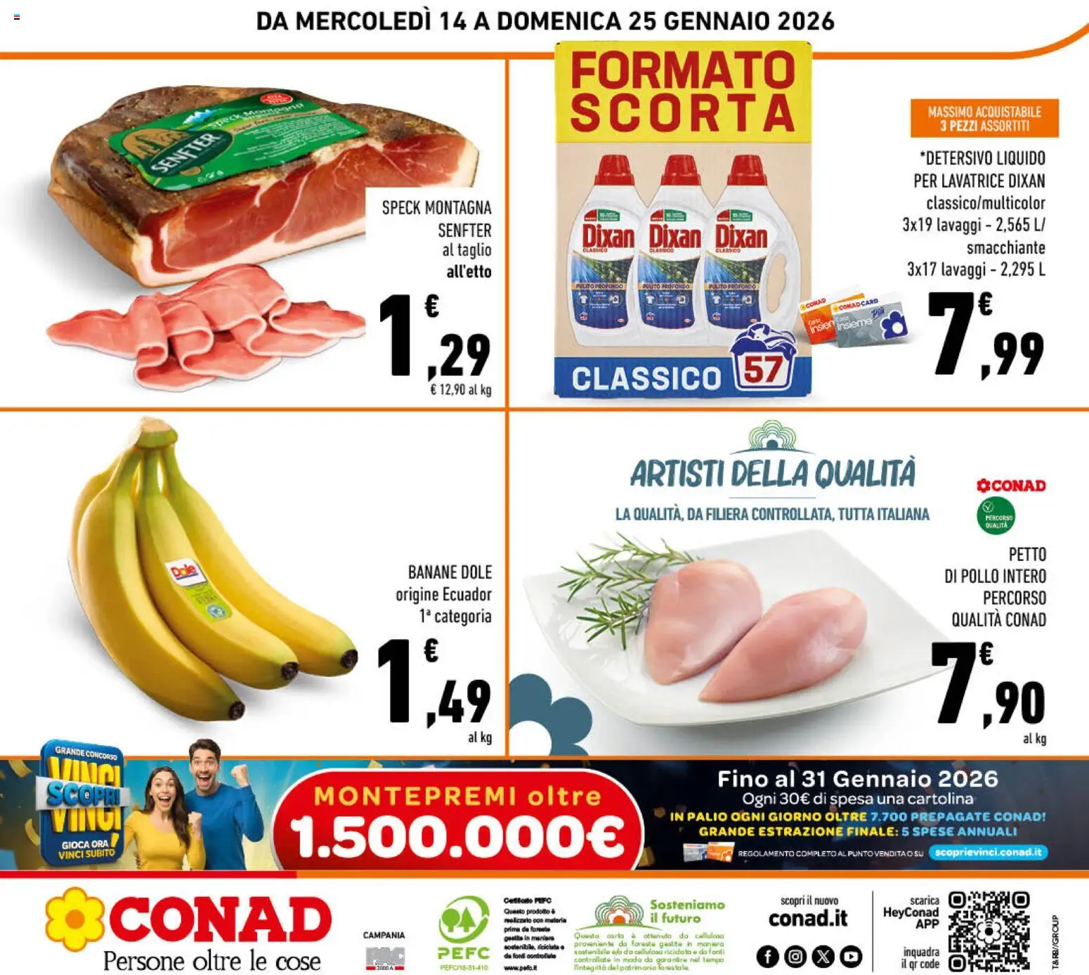Volantino Conad del 14.01.2026 | Pagina: 24 | Prodotti: Speck, Petto di Pollo, Pollo, Banane