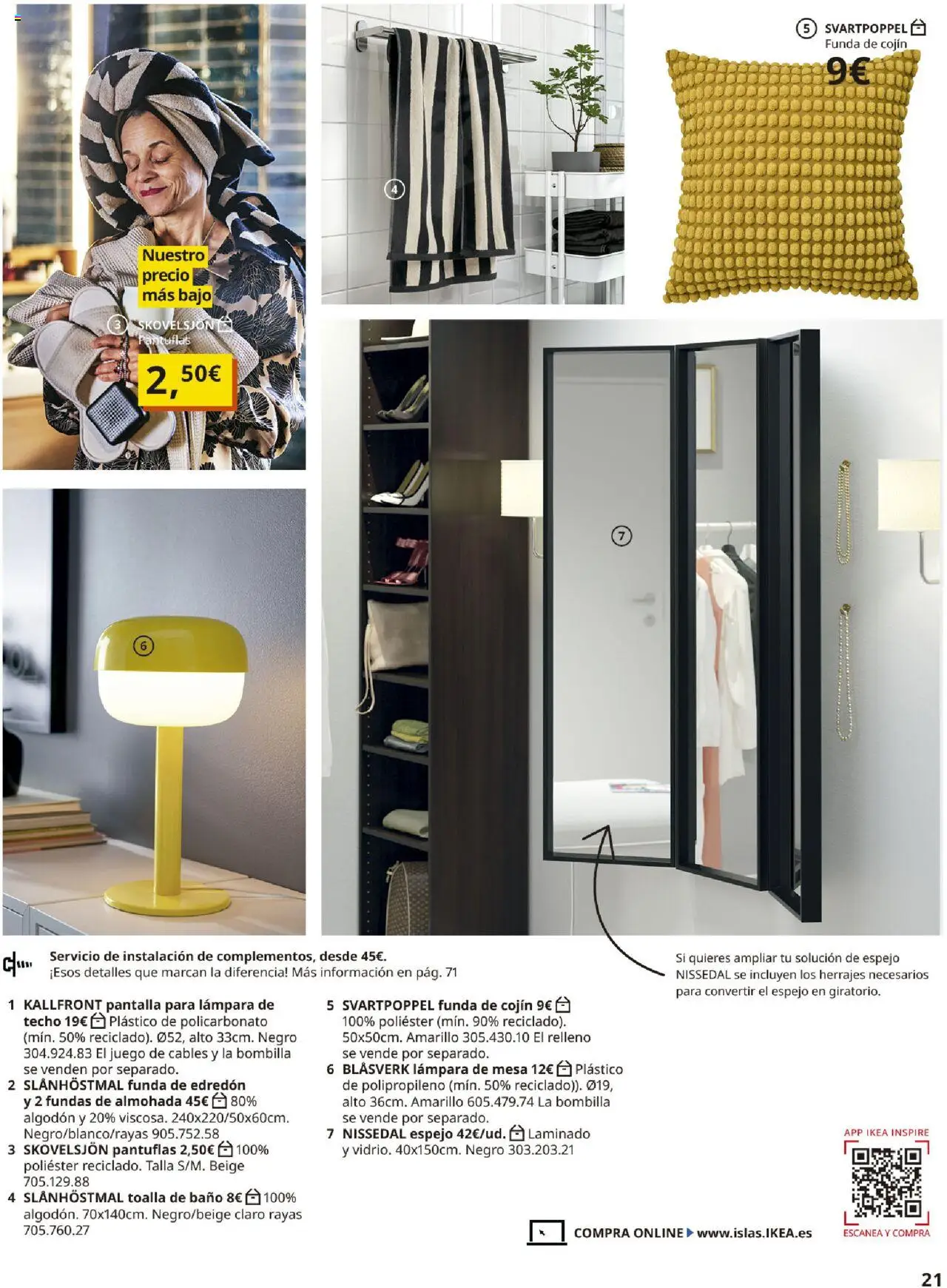 Catálogo IKEA Accesorios y decoración │ válido desde el 04.02.2025 | Página: 21 | Productos: Edredón, Funda de cojín, Baño, Espejo