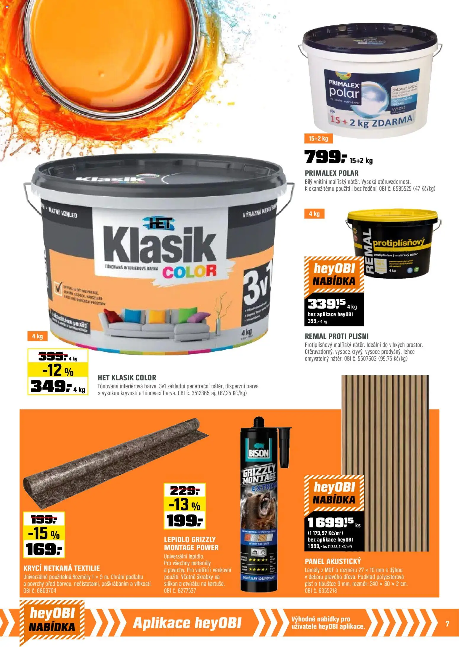 OBI leták - Barevná sezóna od 14.11.2025 | Strana: 7 | Produkty: Primalex Polar, Primalex, Silikon