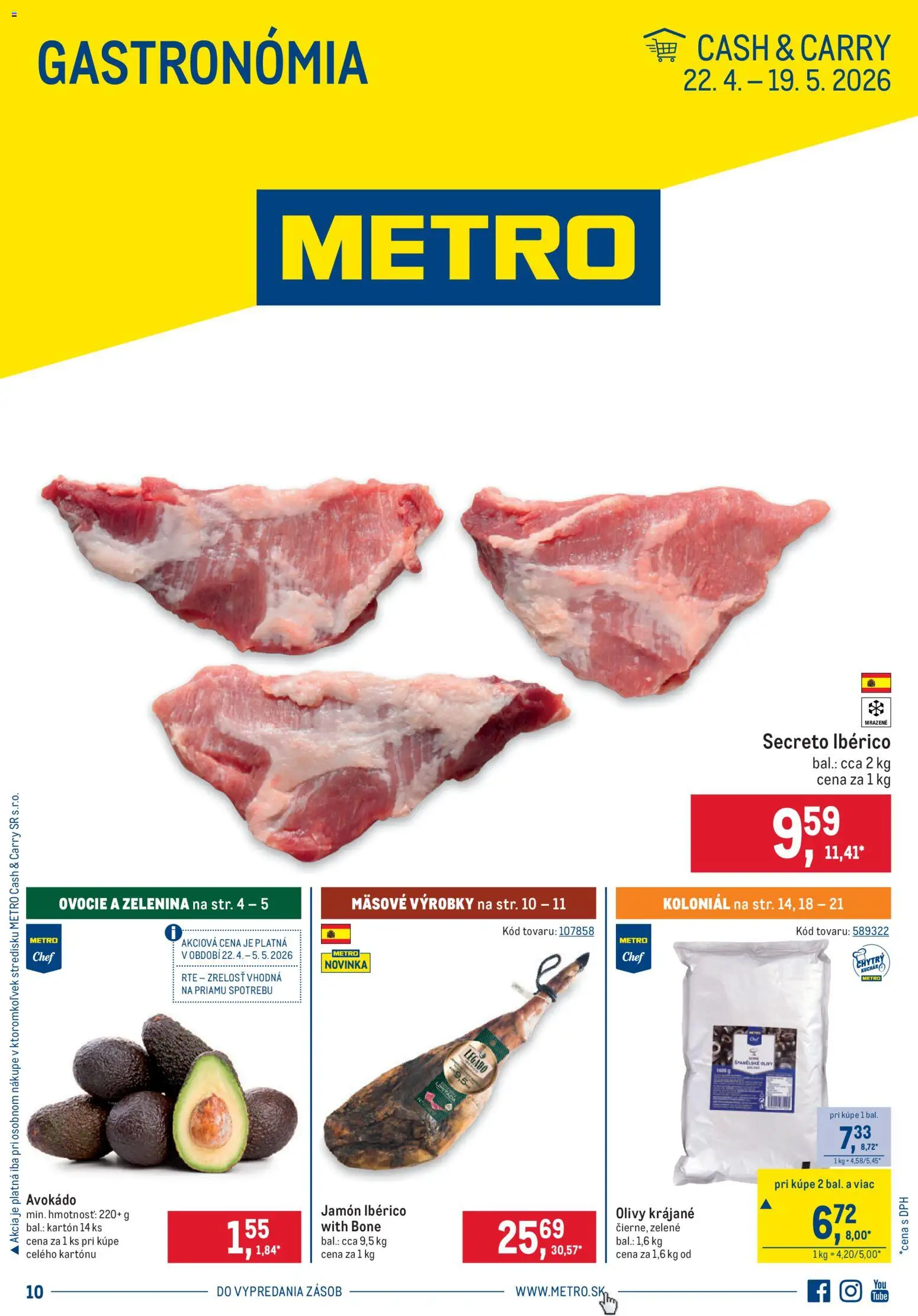 Nové Metro akcie – leták je platný od 22.04.2026 | Strana: 1 | Produkty: Avokádo, Ovocie