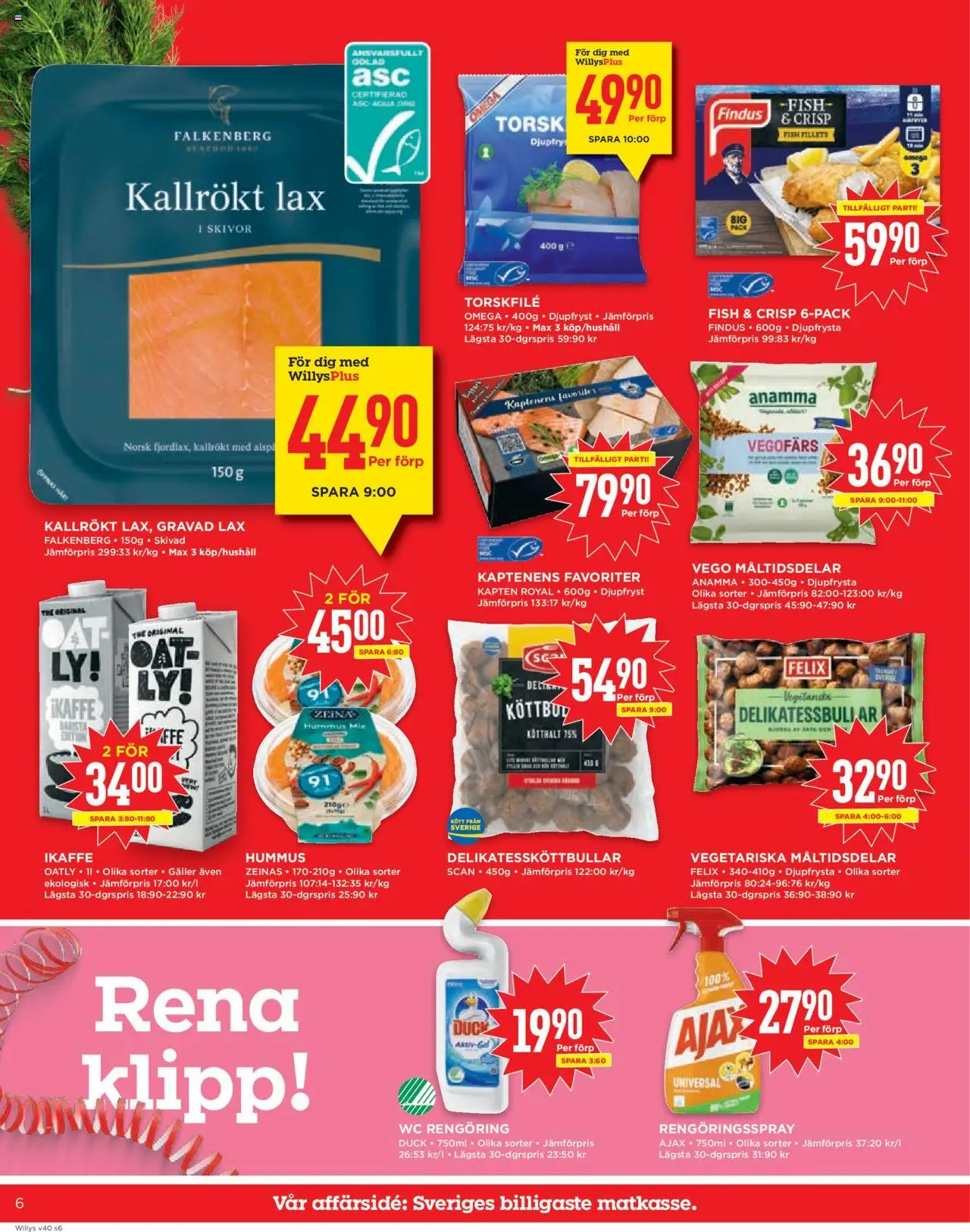 Willys reklamblad aktuell från 29.09.2025 | Sida: 6 | Produkter: Torskfile, Galler, Vegofärs, Rengöringsspray
